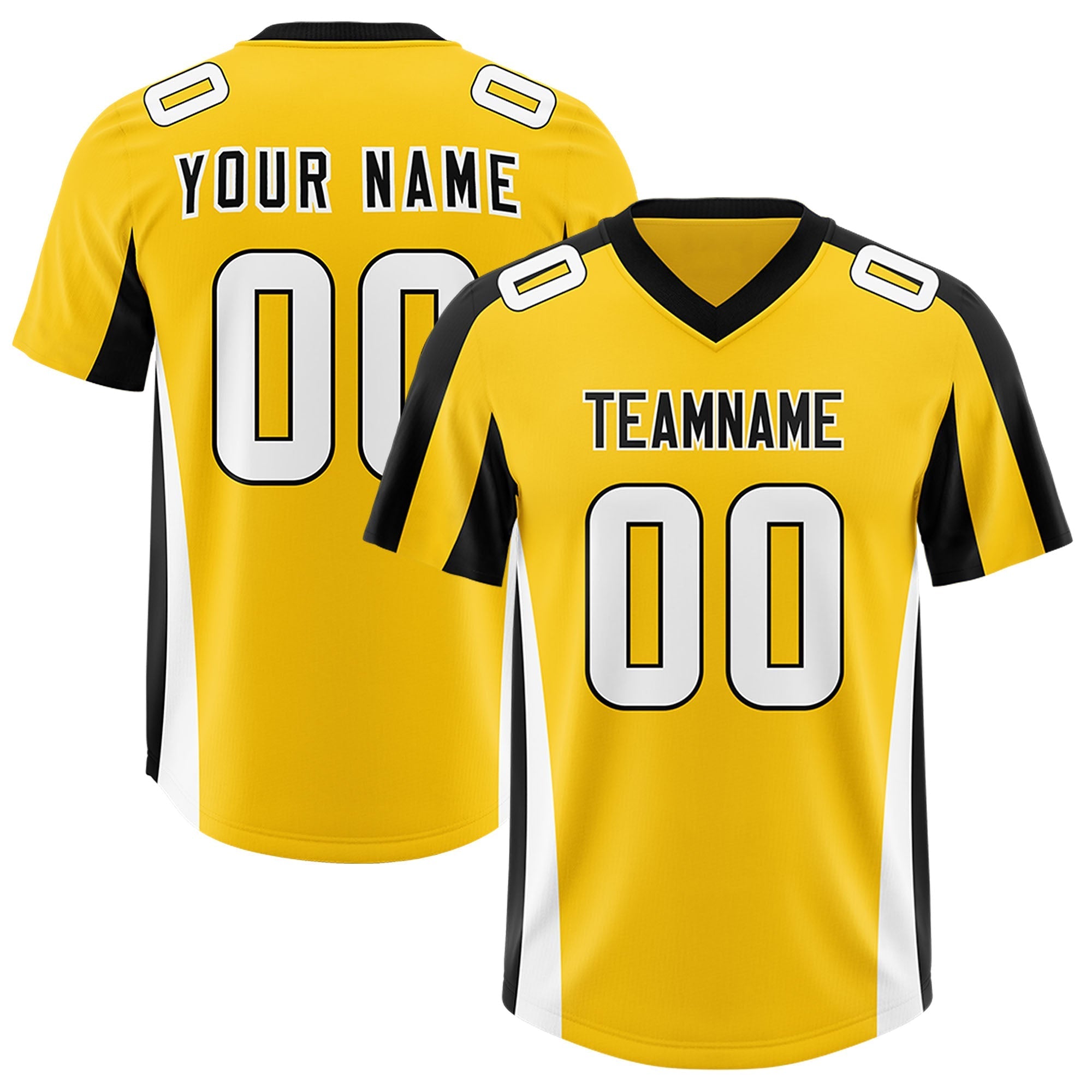 Custom Gold Black Side Stripe Pattern Authentic American Football Jersey
