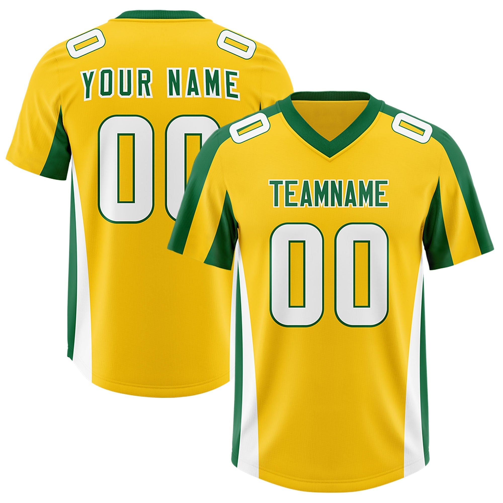 Custom Gold Kelly Green Side Stripe Pattern Authentic American Football Jersey