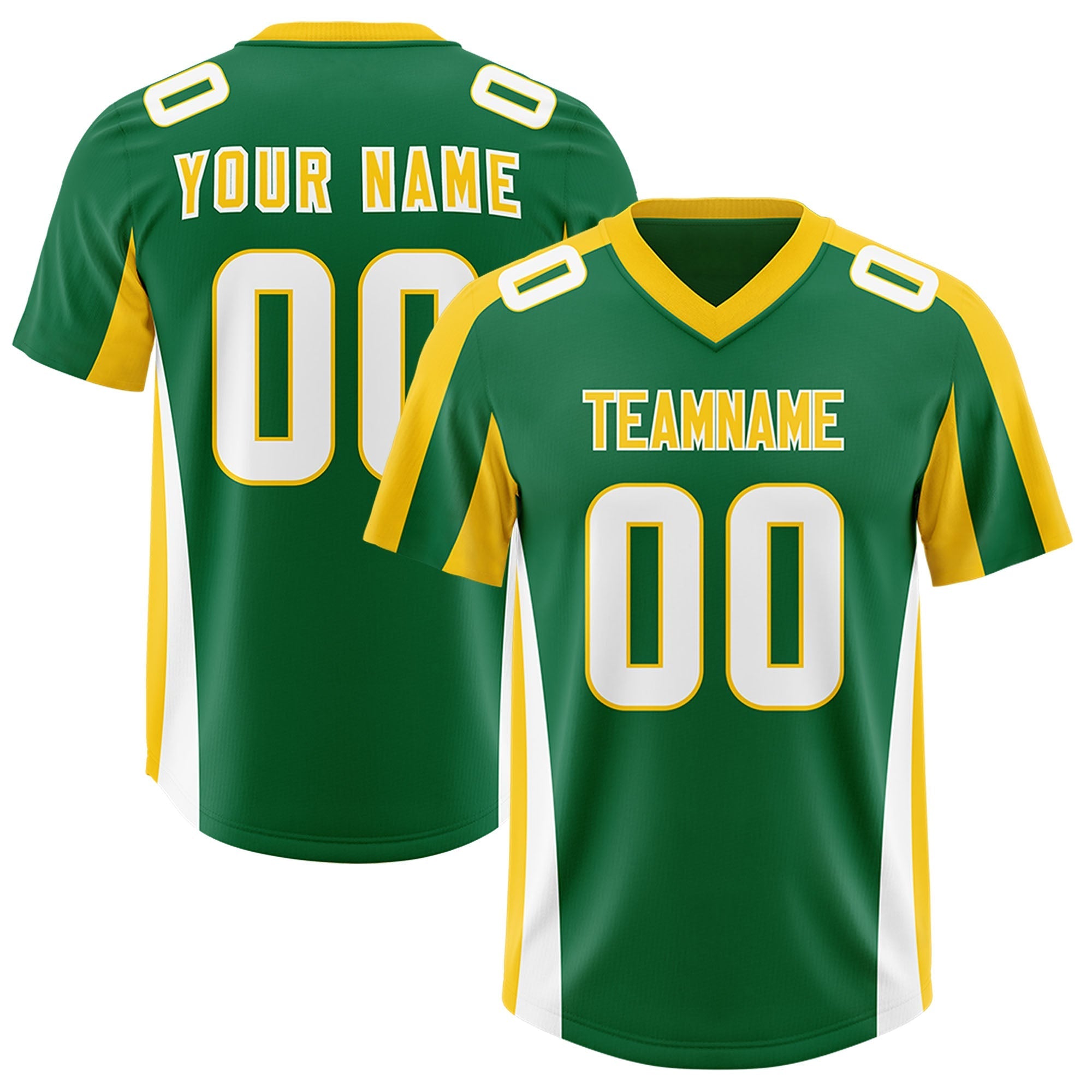 Custom Kelly Green Gold Side Stripe Pattern Authentic American Football Jersey