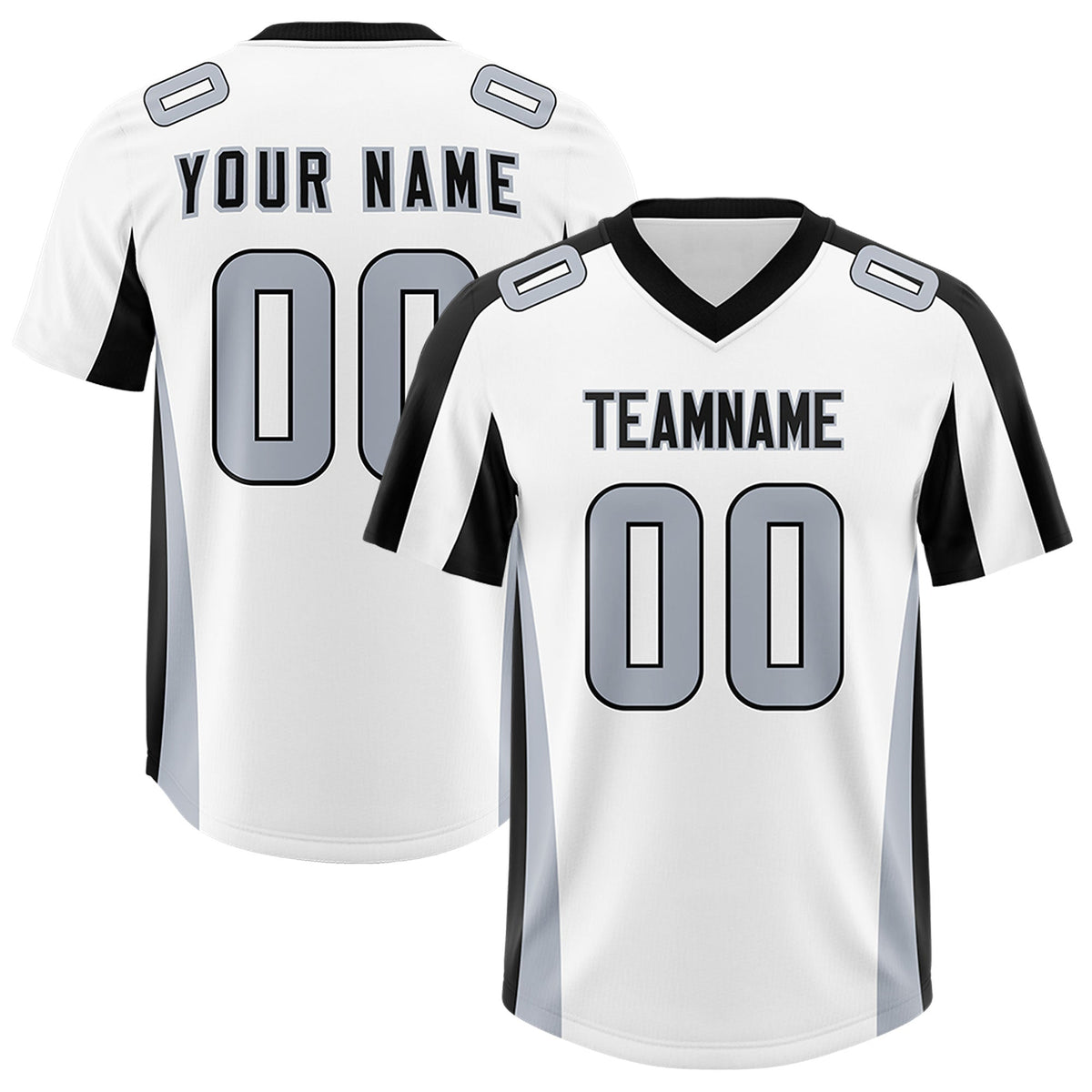 Custom White Black Side Stripe Pattern Authentic American Football Jersey