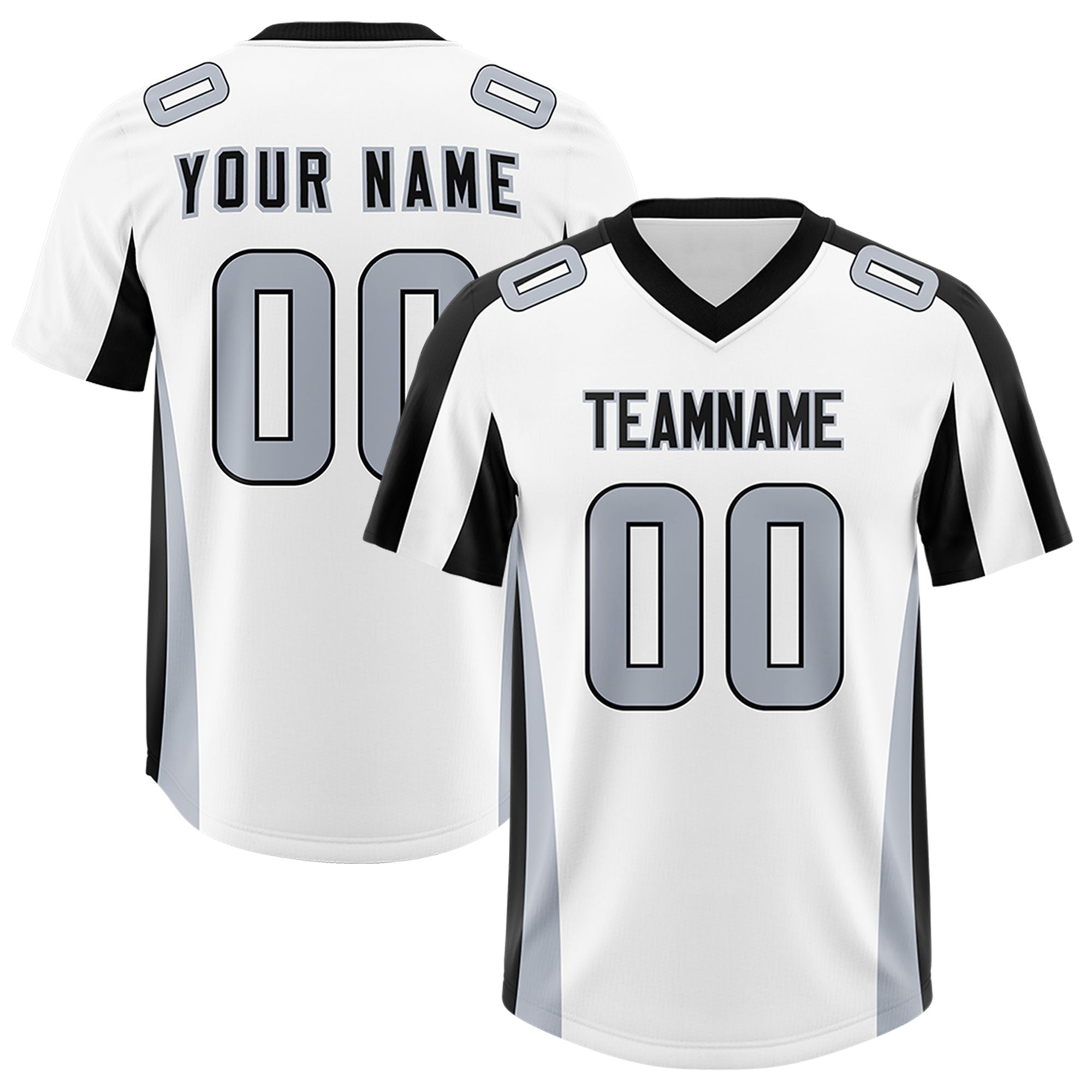 Custom White Black Side Stripe Pattern Authentic American Football Jersey