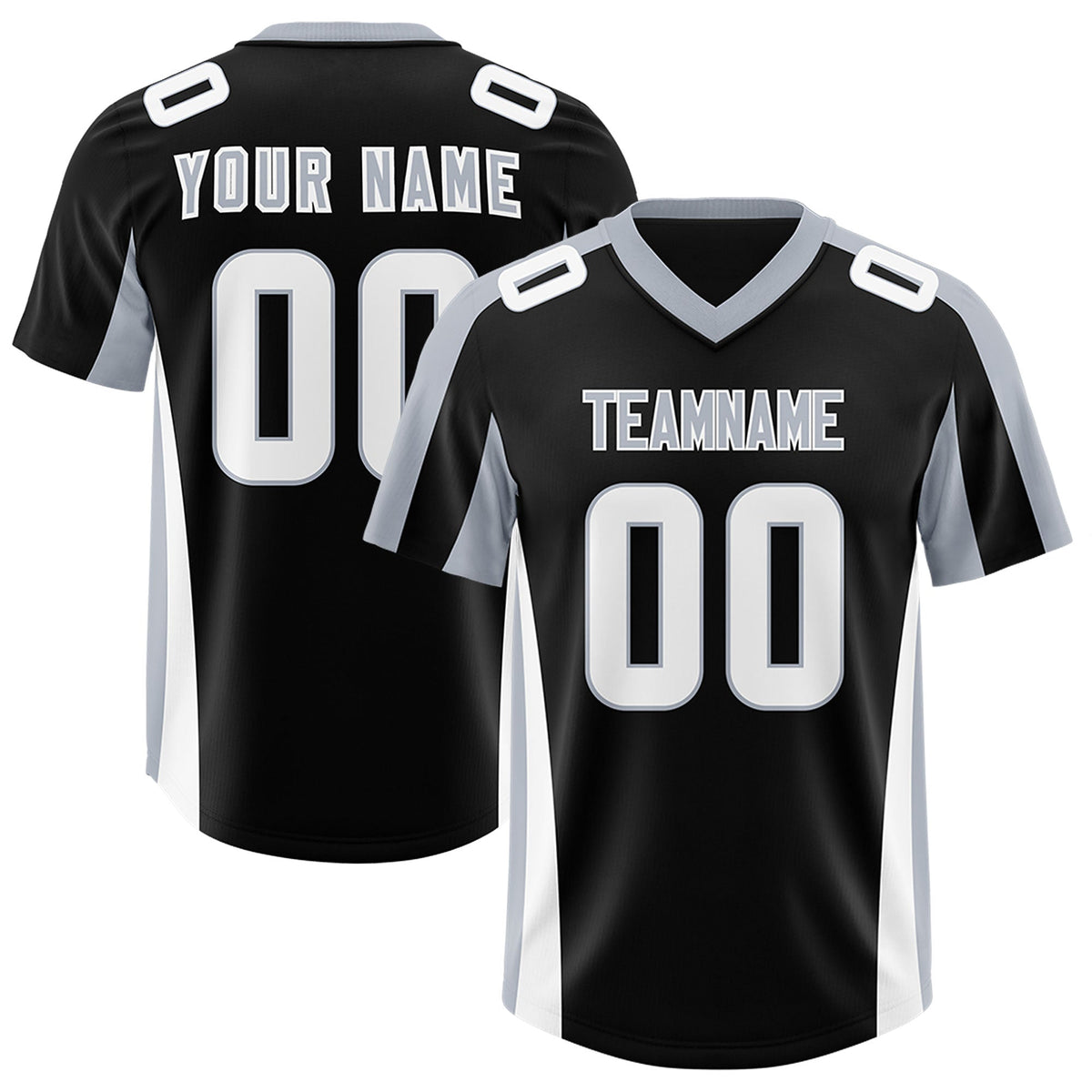 Custom Black Silver Side Stripe Pattern Authentic American Football Jersey