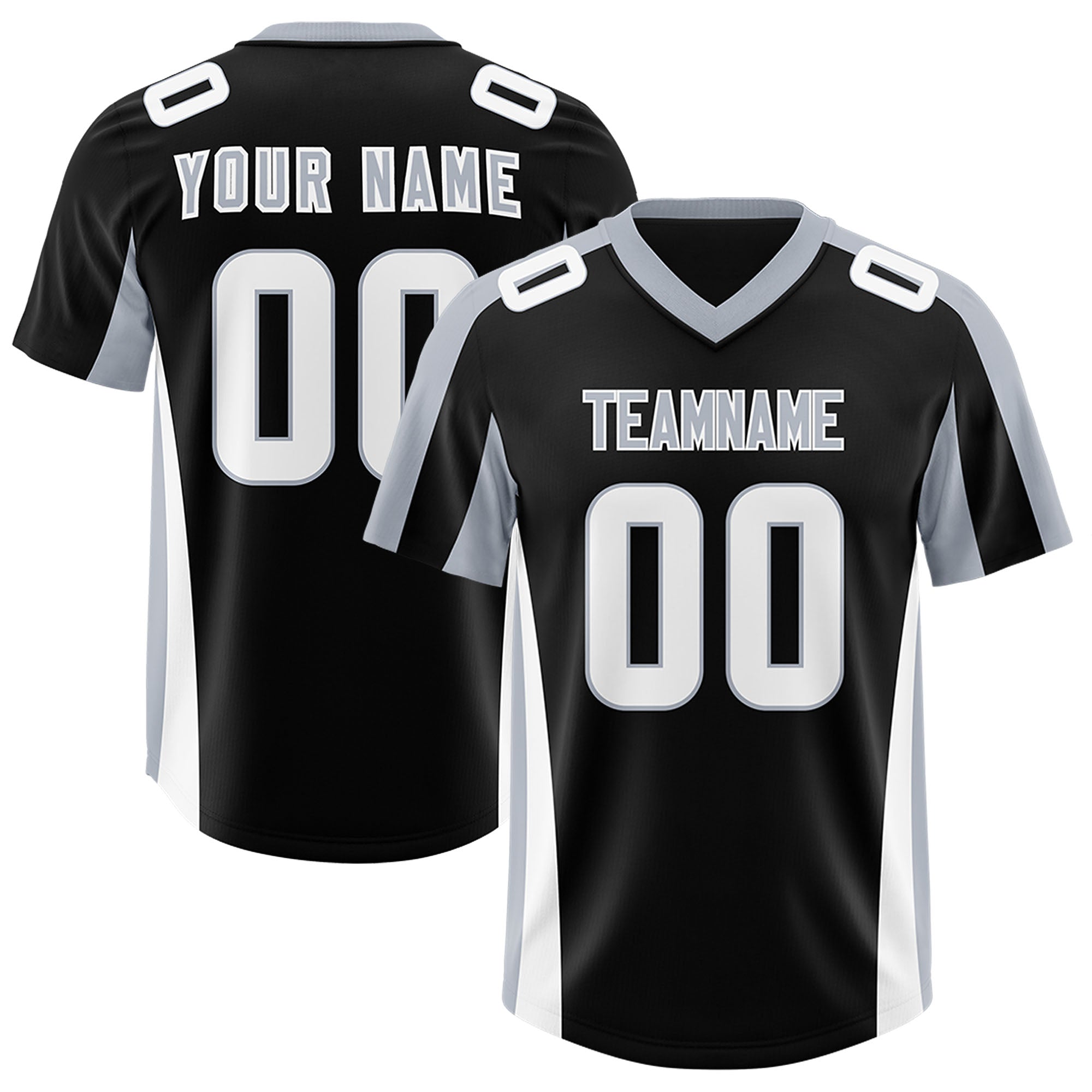 Custom Black Silver Side Stripe Pattern Authentic American Football Jersey