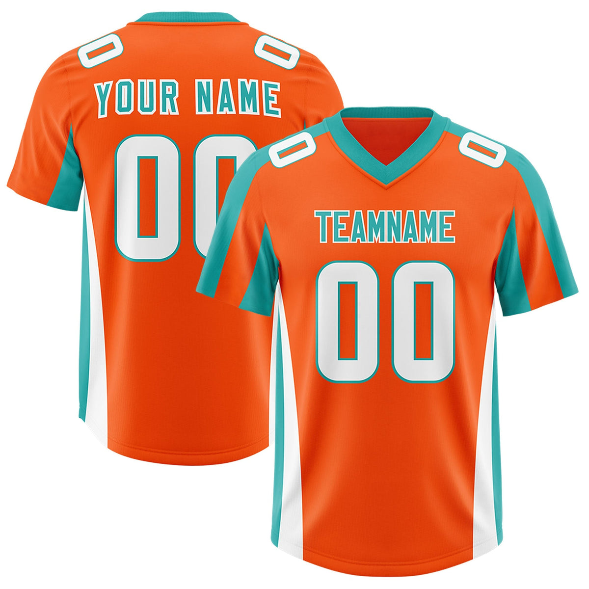 Custom Orange Aqua Side Stripe Pattern Authentic American Football Jersey