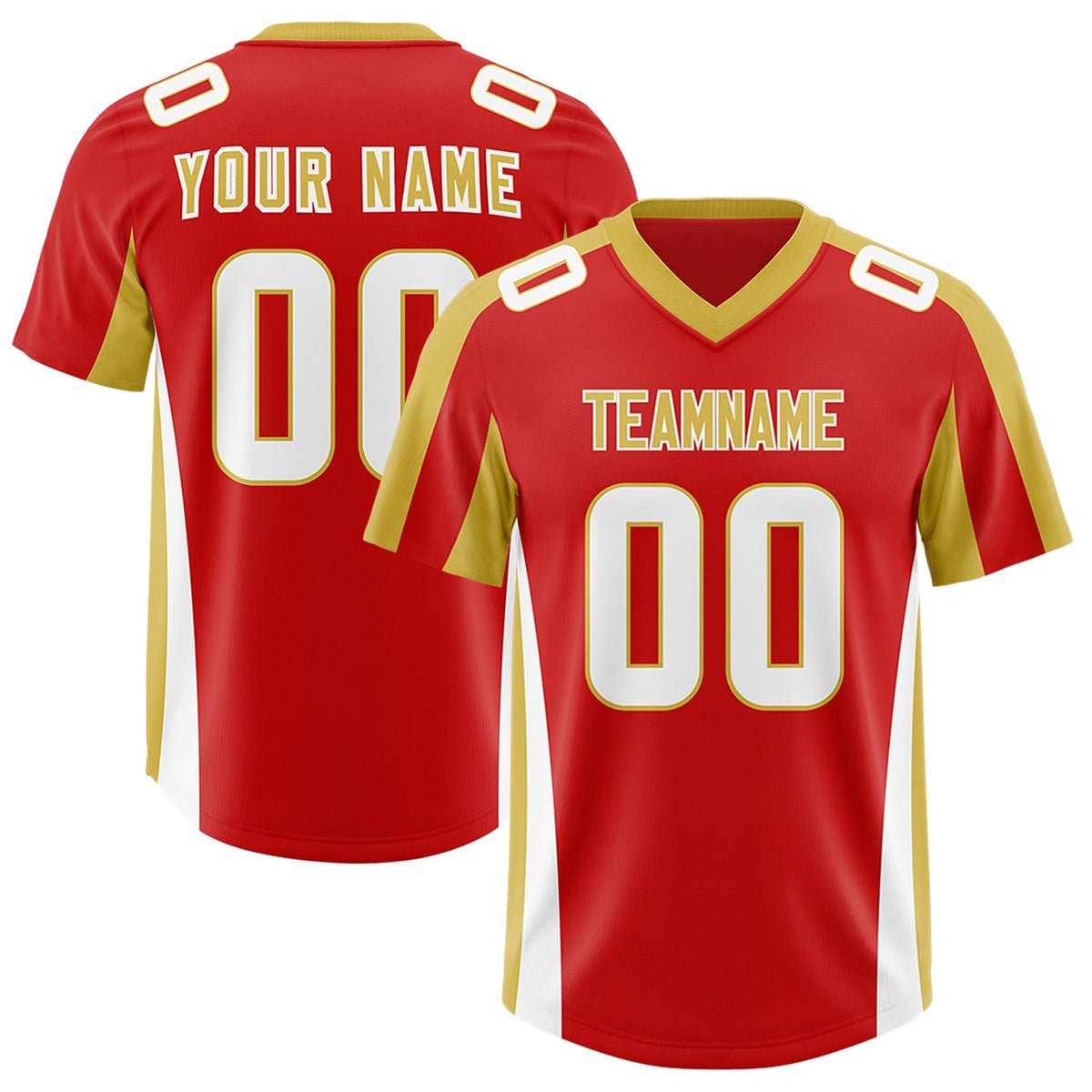 Custom Red Old Gold Side Stripe Pattern Authentic American Football Jersey