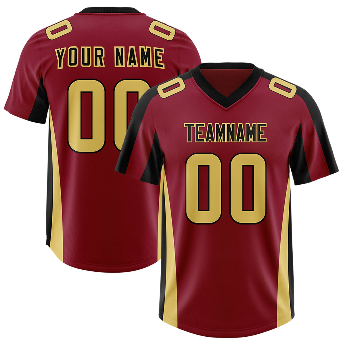 Custom Crimson Black Side Stripe Pattern Authentic American Football Jersey
