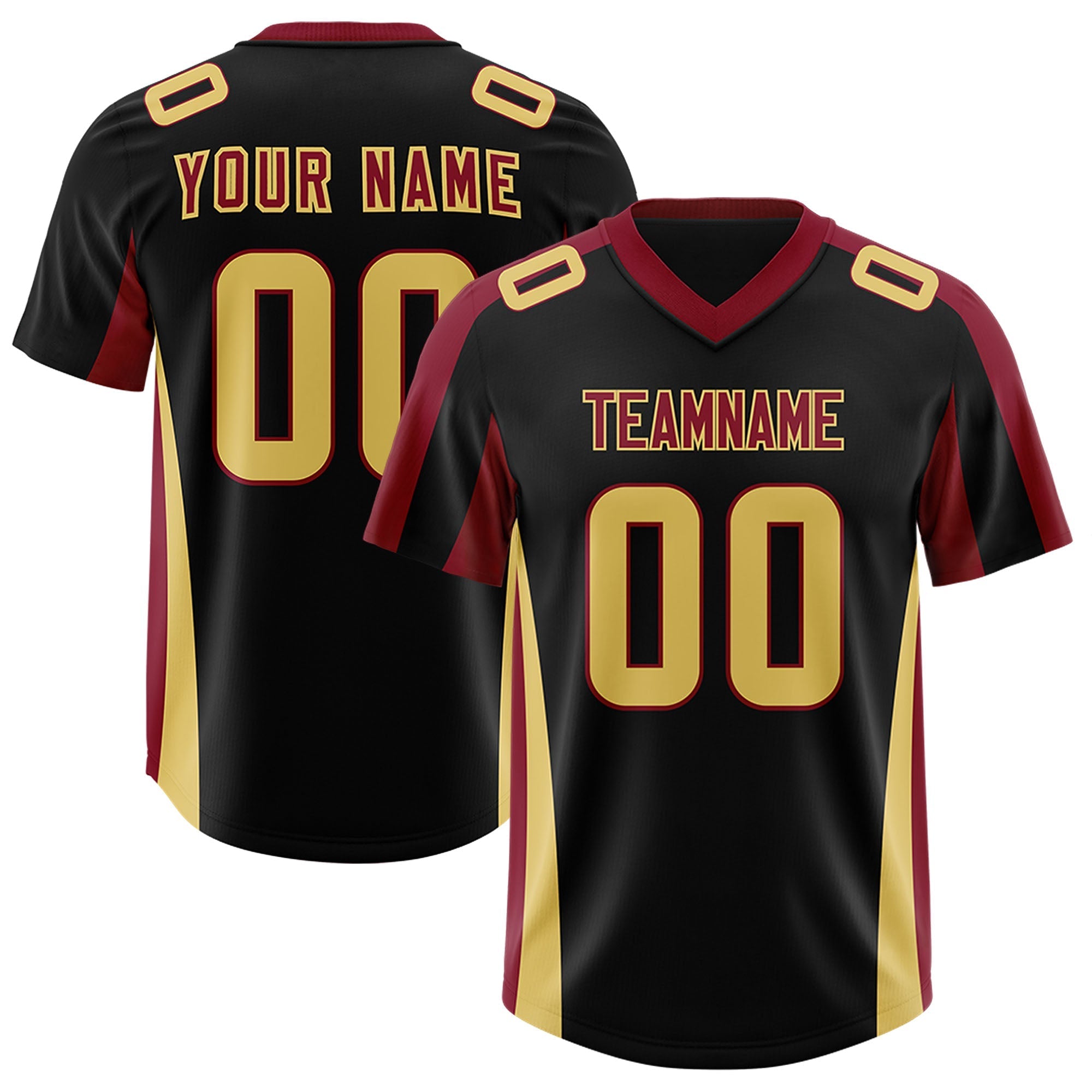 Custom Black Crimson Side Stripe Pattern Authentic American Football Jersey