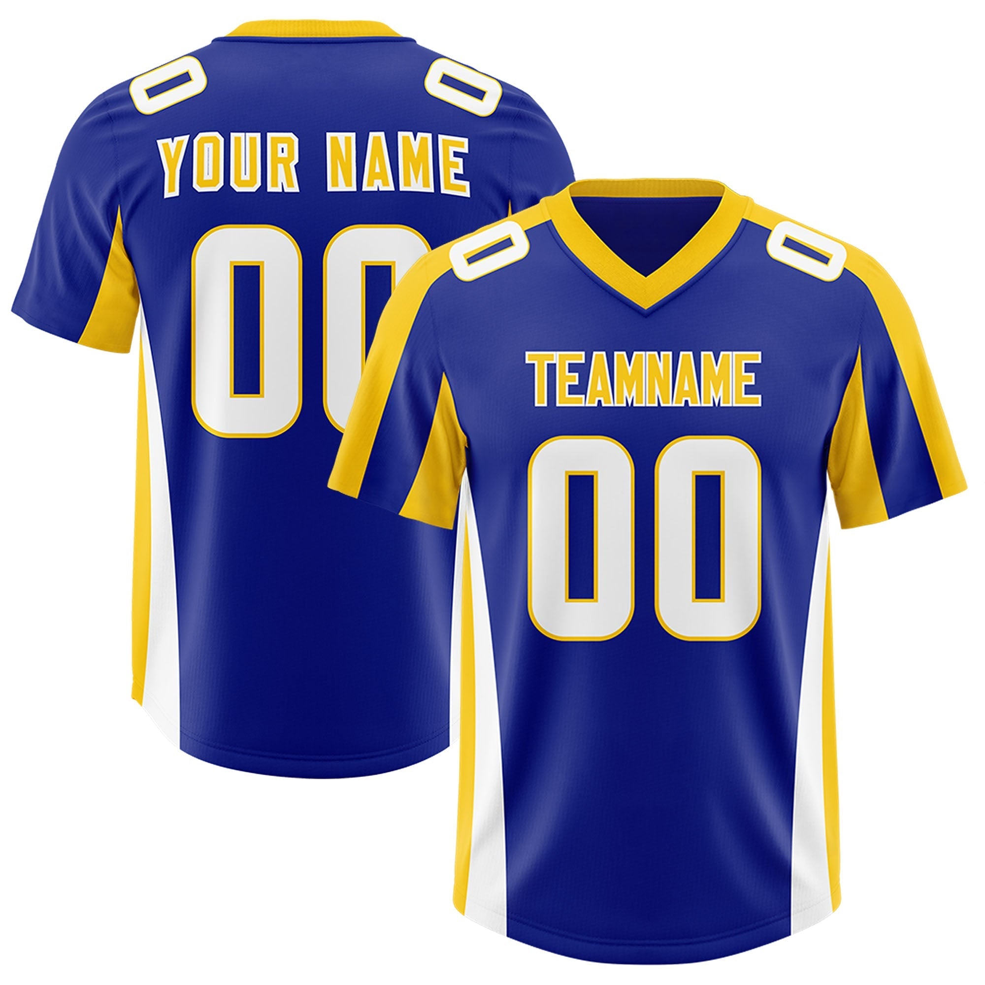 Custom Royal Gold Side Stripe Pattern Authentic American Football Jersey