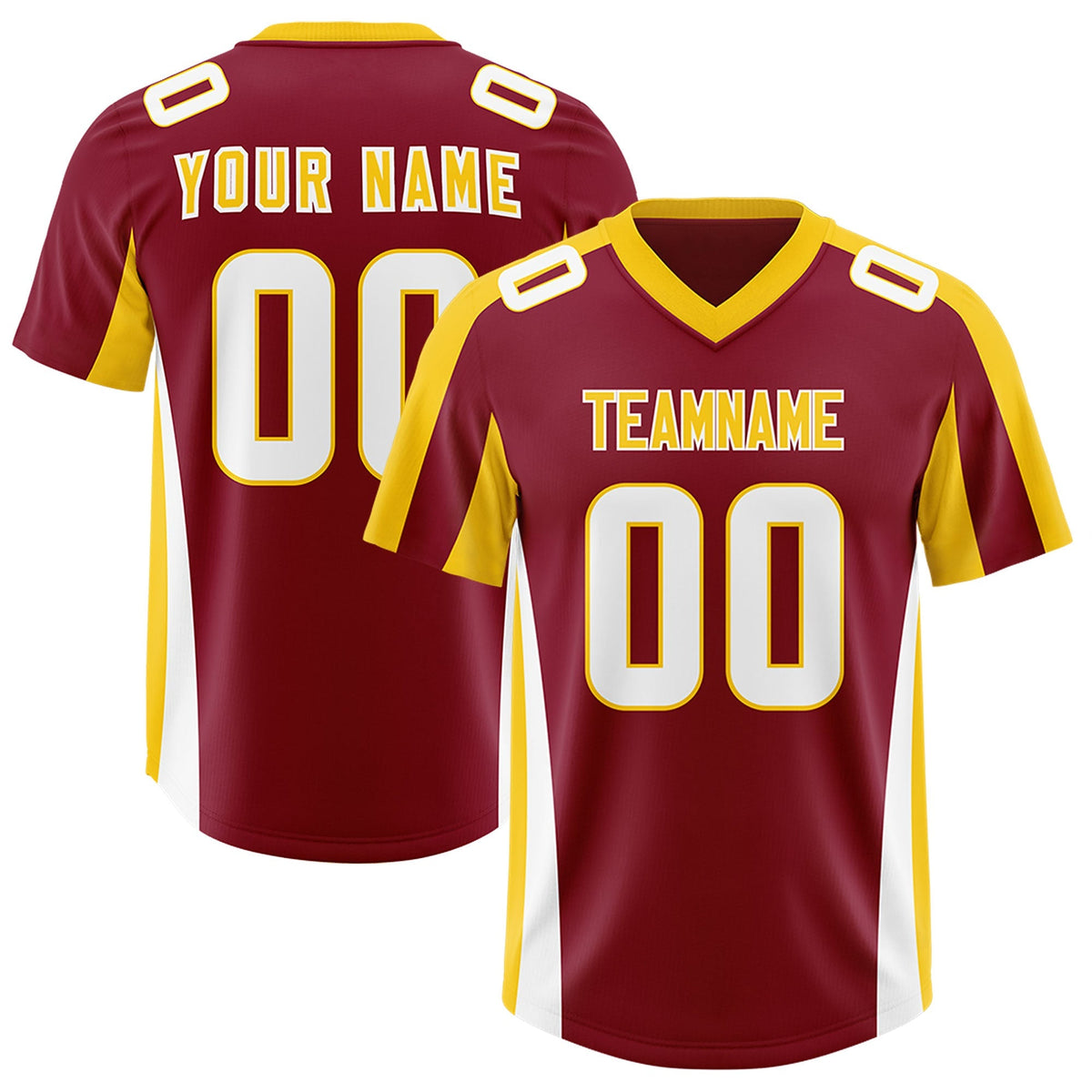 Custom Crimson Gold Side Stripe Pattern Authentic American Football Jersey