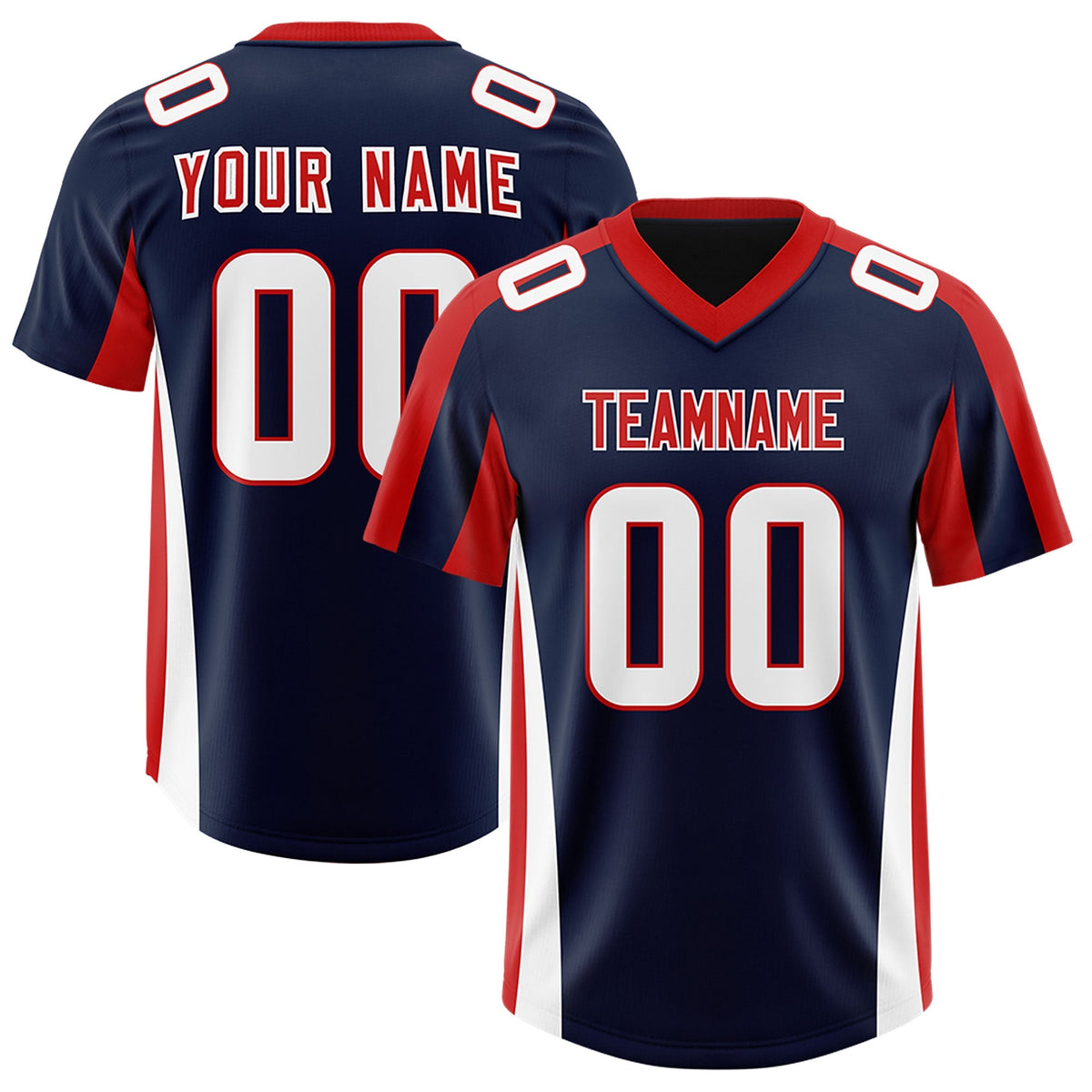 Custom Navy Red Side Stripe Pattern Authentic American Football Jersey