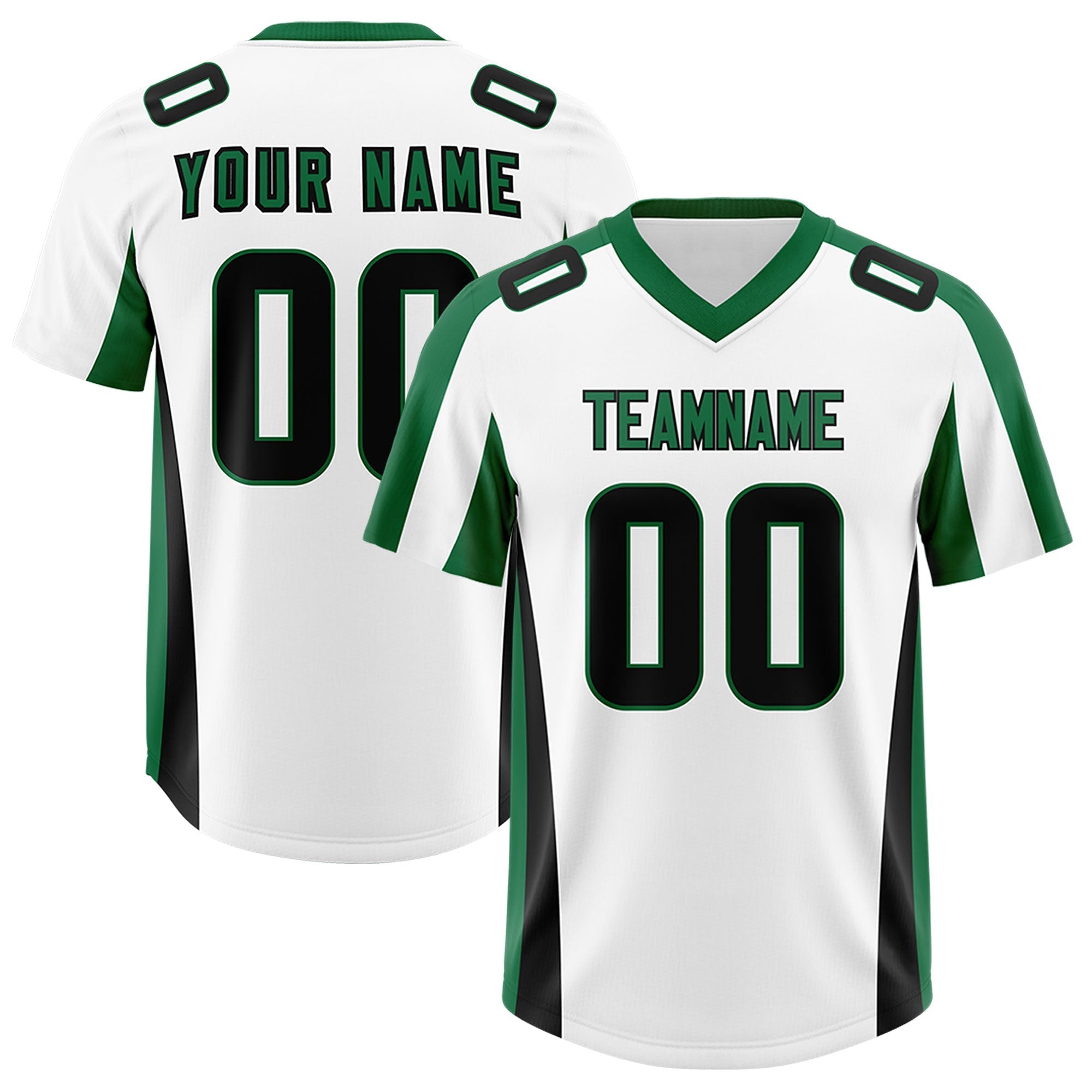 Custom White Kelly Green Side Stripe Pattern Authentic American Football Jersey