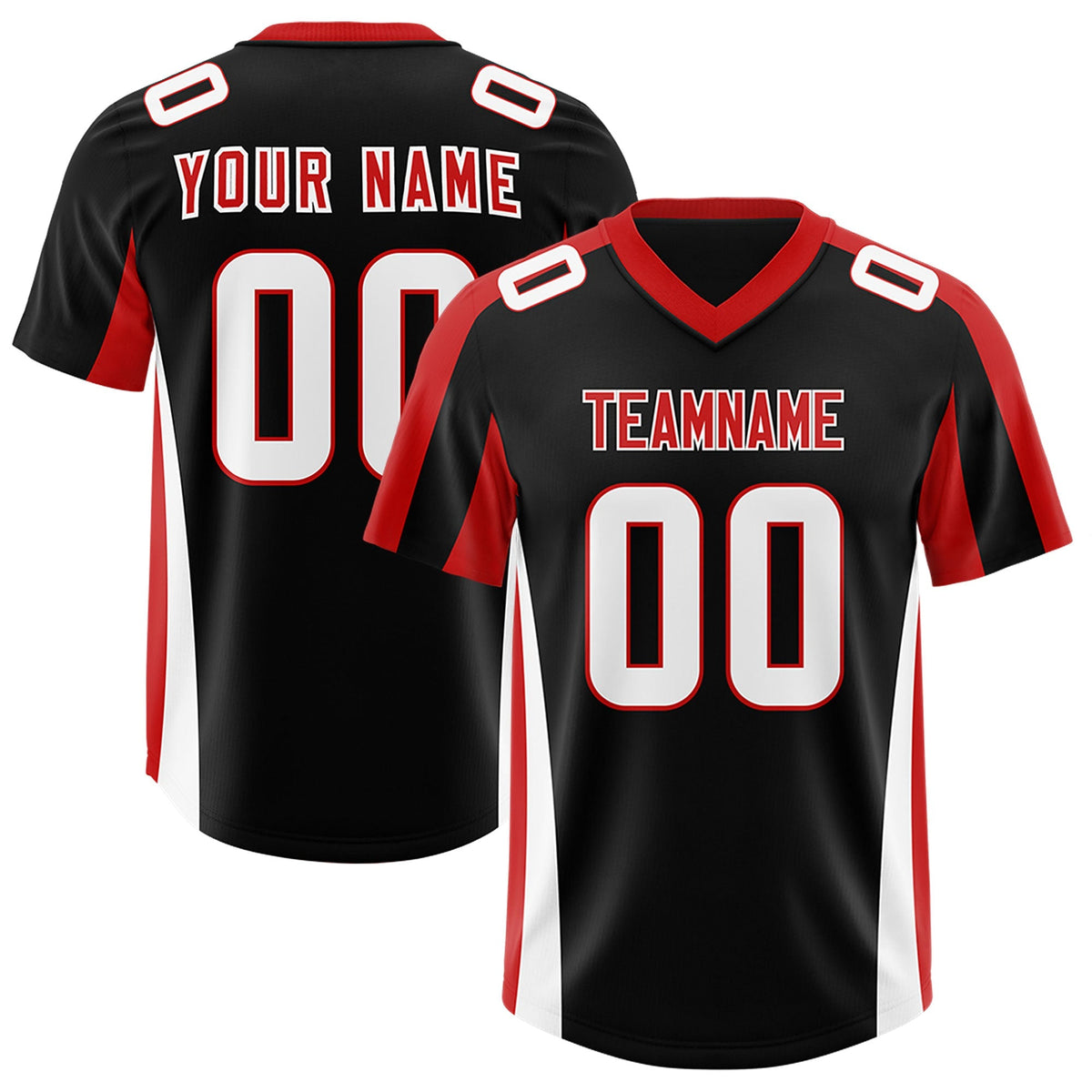 Custom Black Red Side Stripe Pattern Authentic American Football Jersey