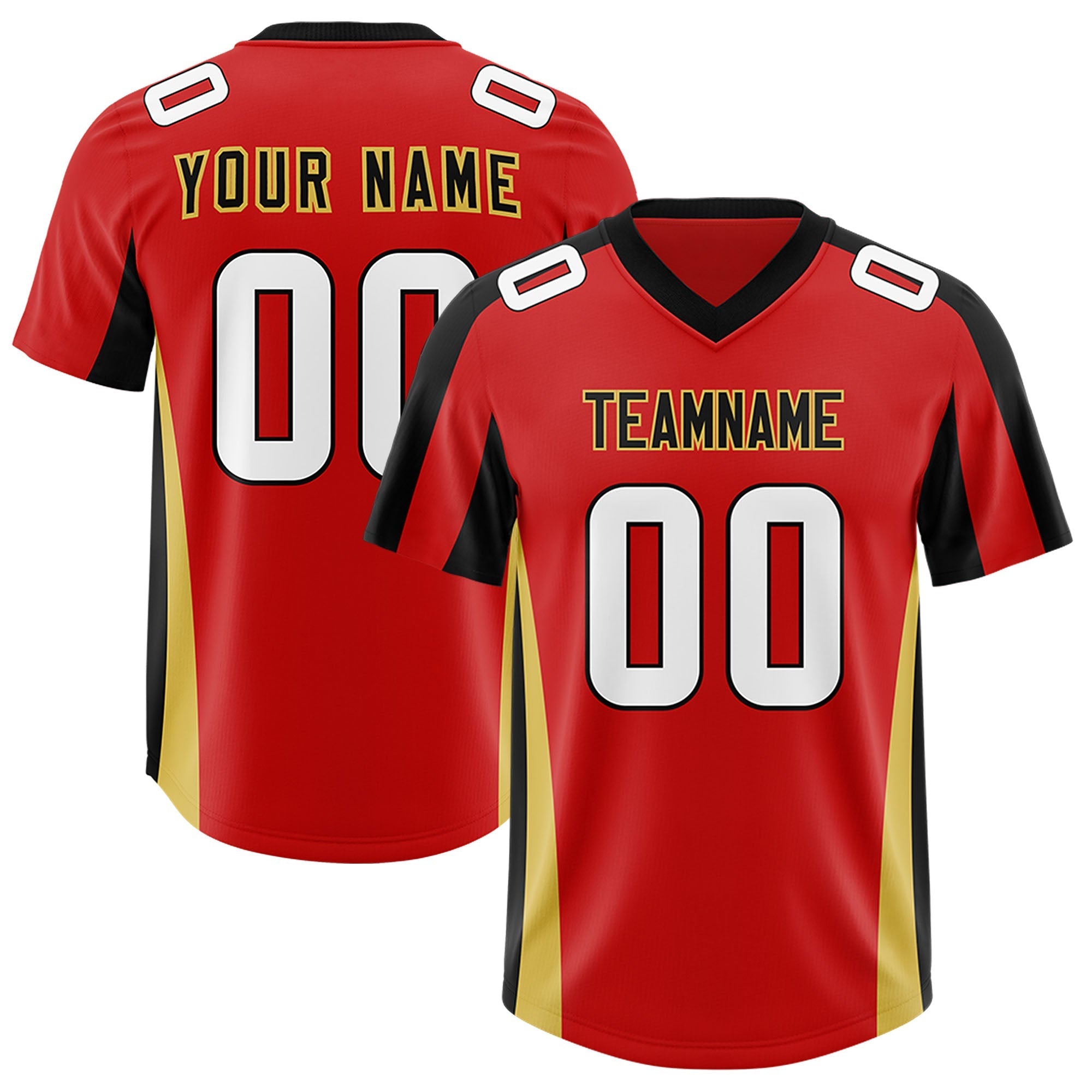 Custom Red Black Side Stripe Pattern Authentic American Football Jersey