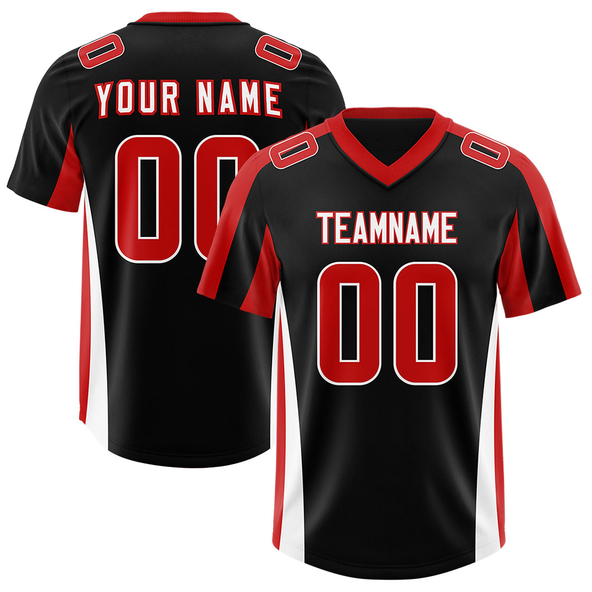 Custom Black Red Side Stripe Pattern Authentic American Football Jersey