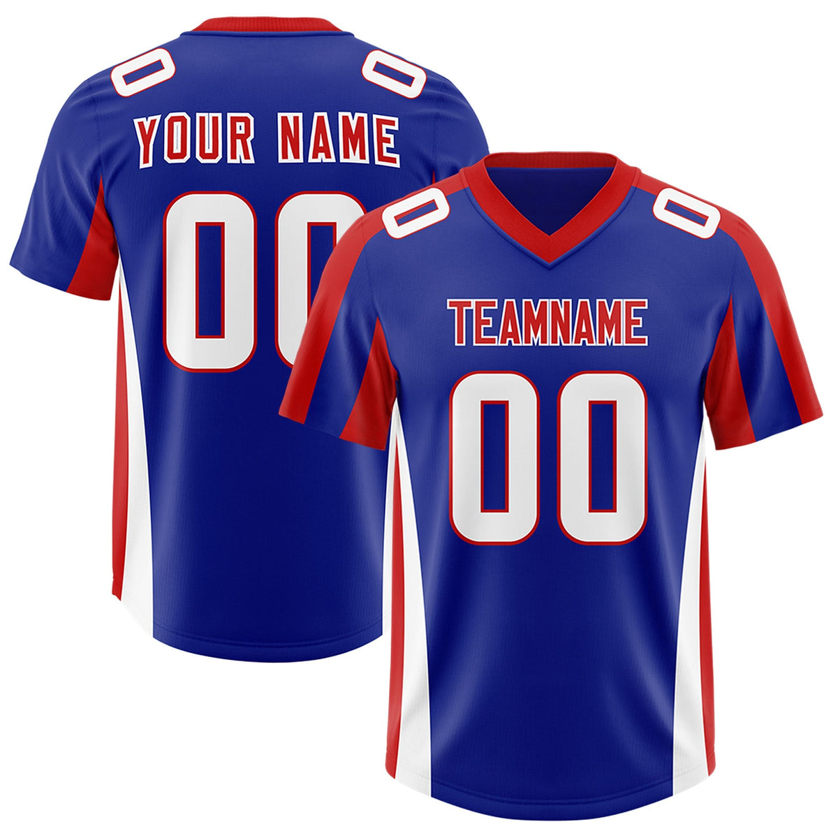 Custom Royal Red Side Stripe Pattern Authentic American Football Jersey