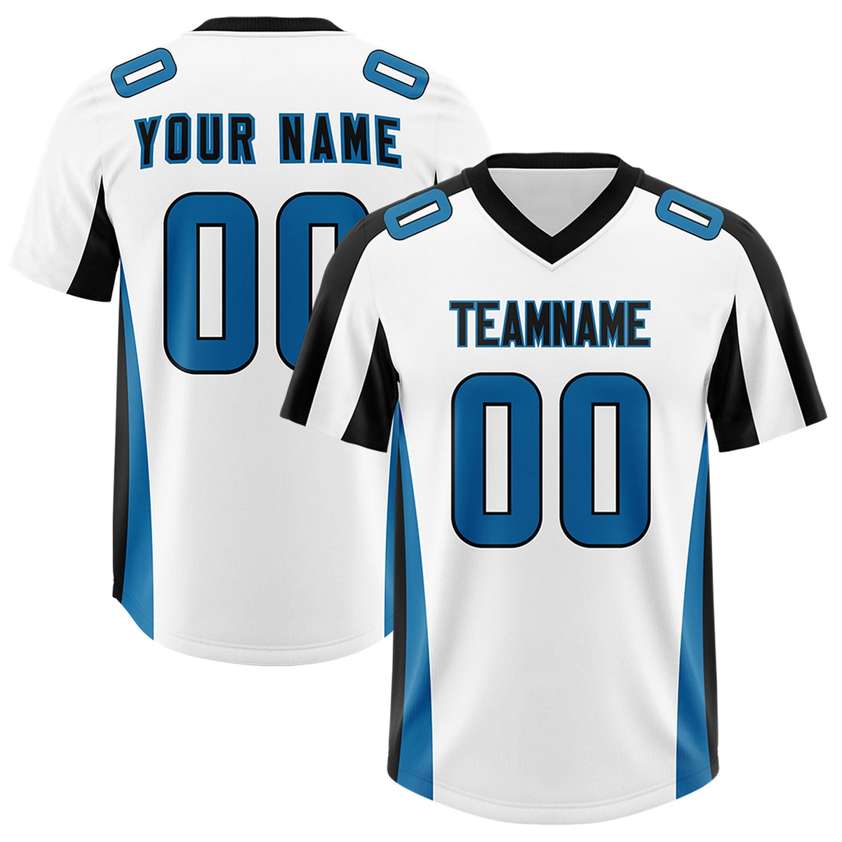 Custom White Black Side Stripe Pattern Authentic American Football Jersey