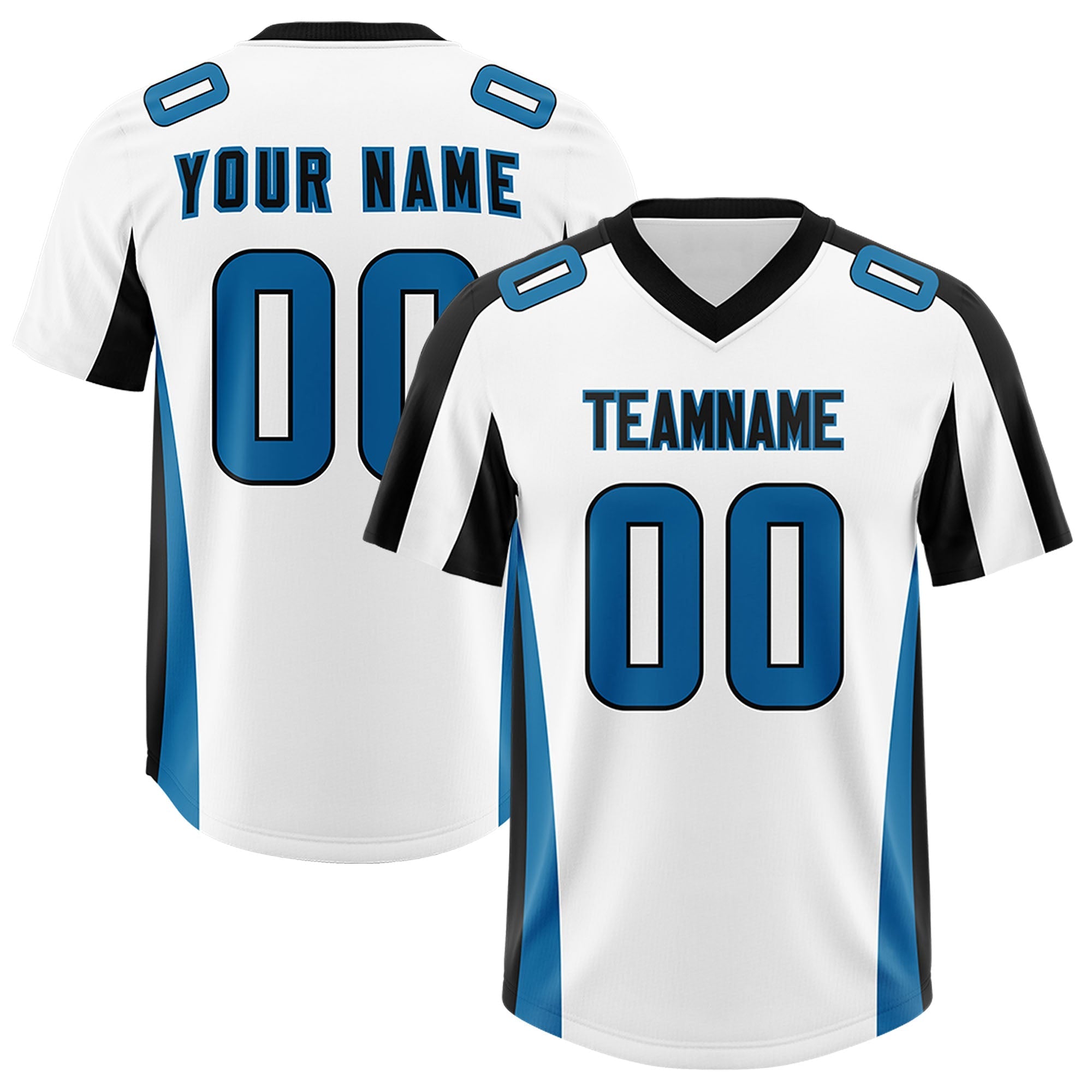 Custom White Black Side Stripe Pattern Authentic American Football Jersey