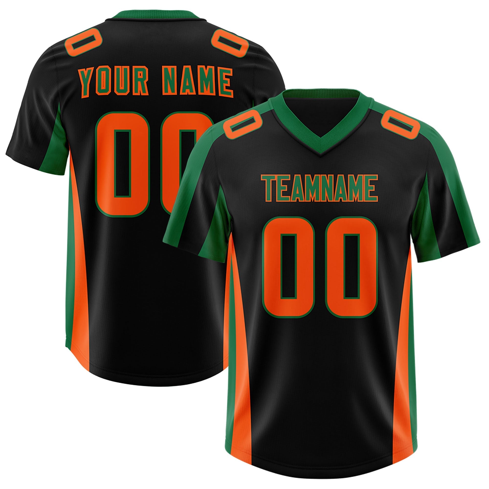 Custom Black Kelly Green Side Stripe Pattern Authentic American Football Jersey