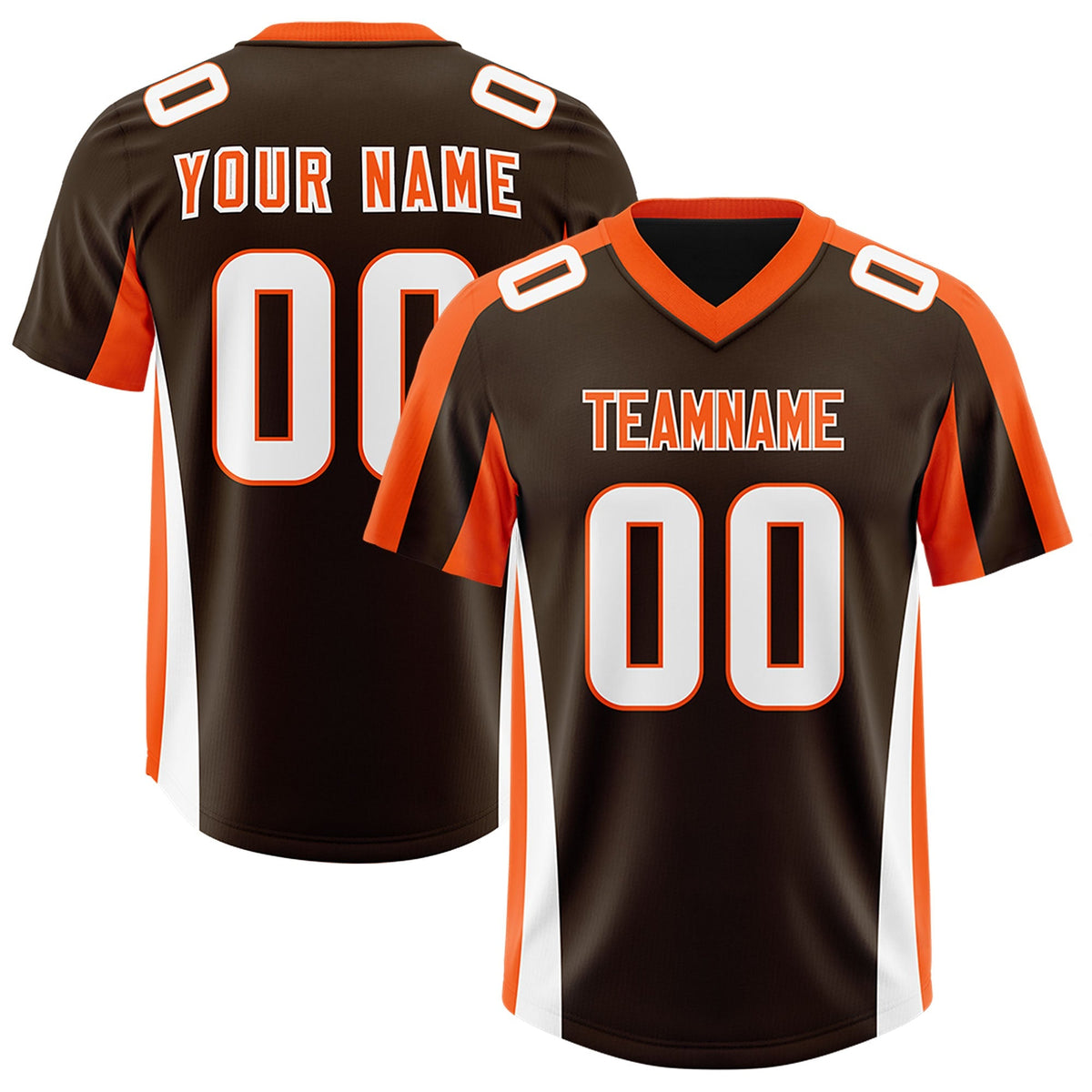 Custom Brown Orange Side Stripe Pattern Authentic American Football Jersey