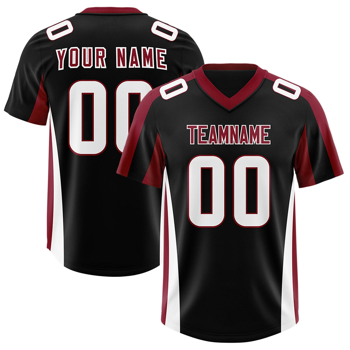 Custom Black Crimson Side Stripe Pattern Authentic American Football Jersey
