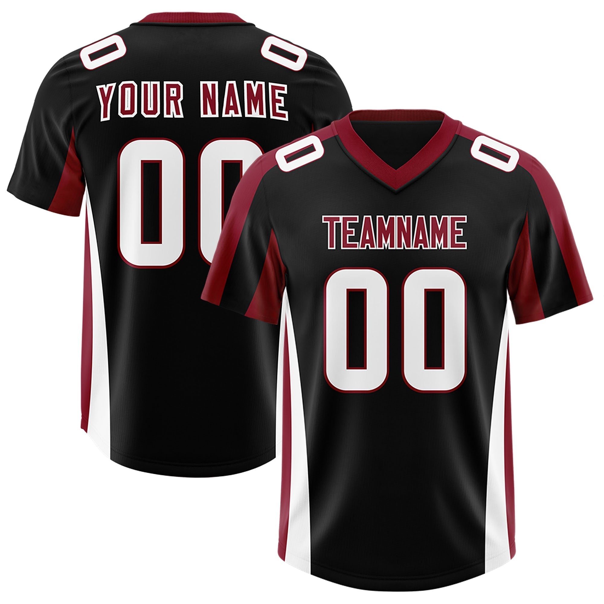 Custom Black Crimson Side Stripe Pattern Authentic American Football Jersey