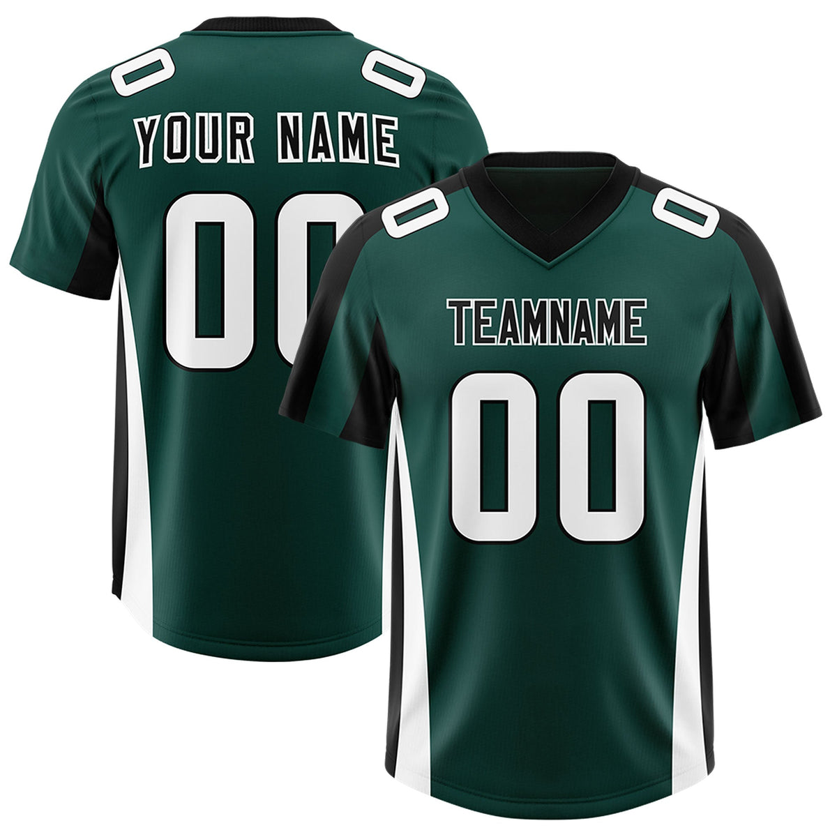 Custom Midnight Green Black Side Stripe Pattern Authentic American Football Jersey