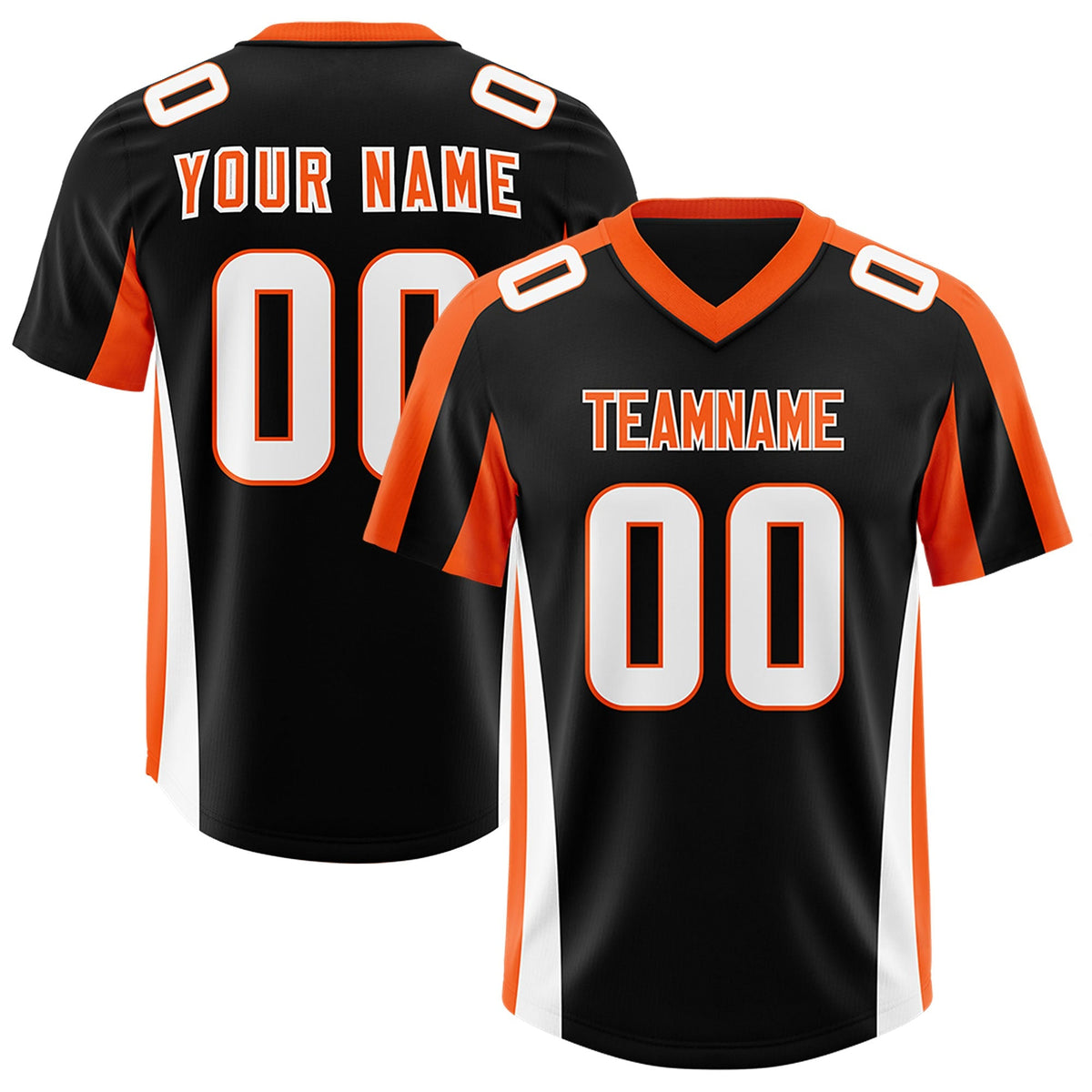 Custom Black Orange Side Stripe Pattern Authentic American Football Jersey