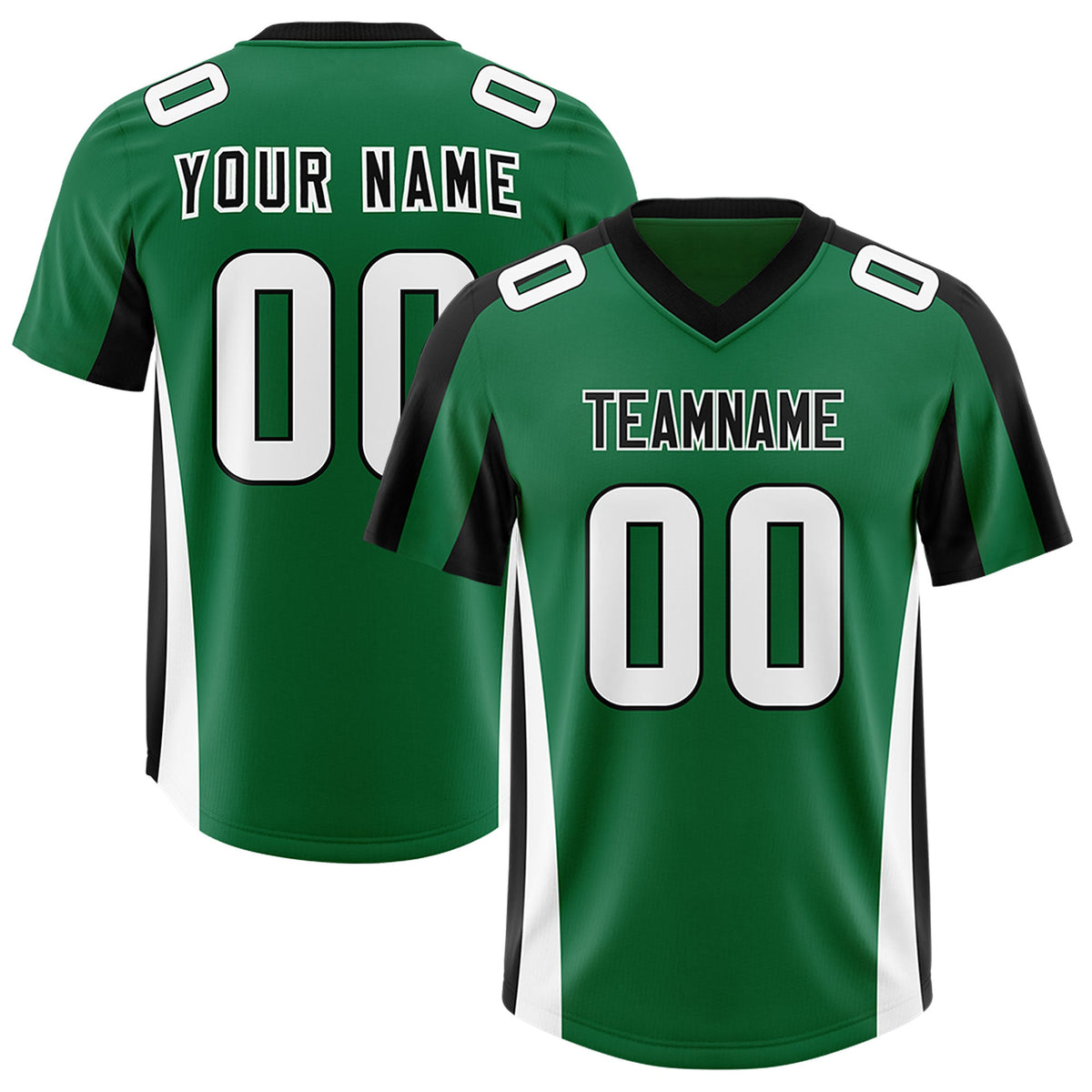 Custom Kelly Green Black Side Stripe Pattern Authentic American Football Jersey