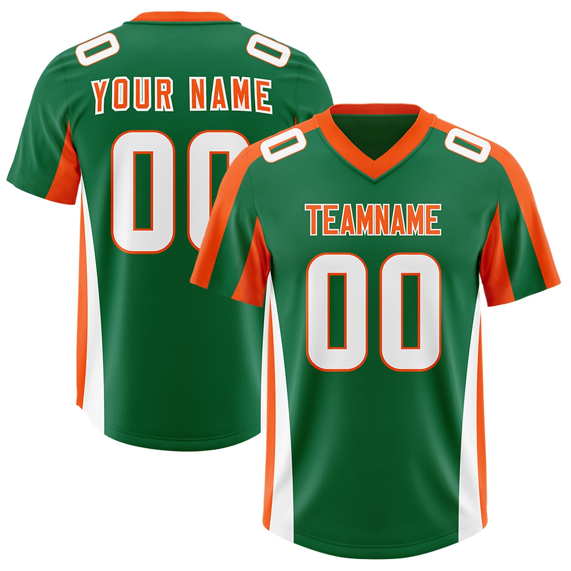 Custom Kelly Green Orange Side Stripe Pattern Authentic American Football Jersey