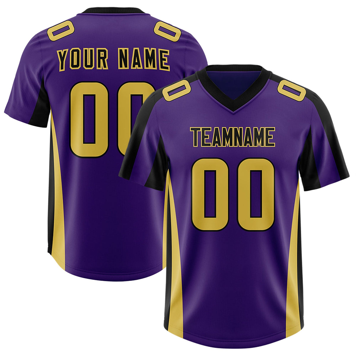 Custom Purple Black Side Stripe Pattern Authentic American Football Jersey