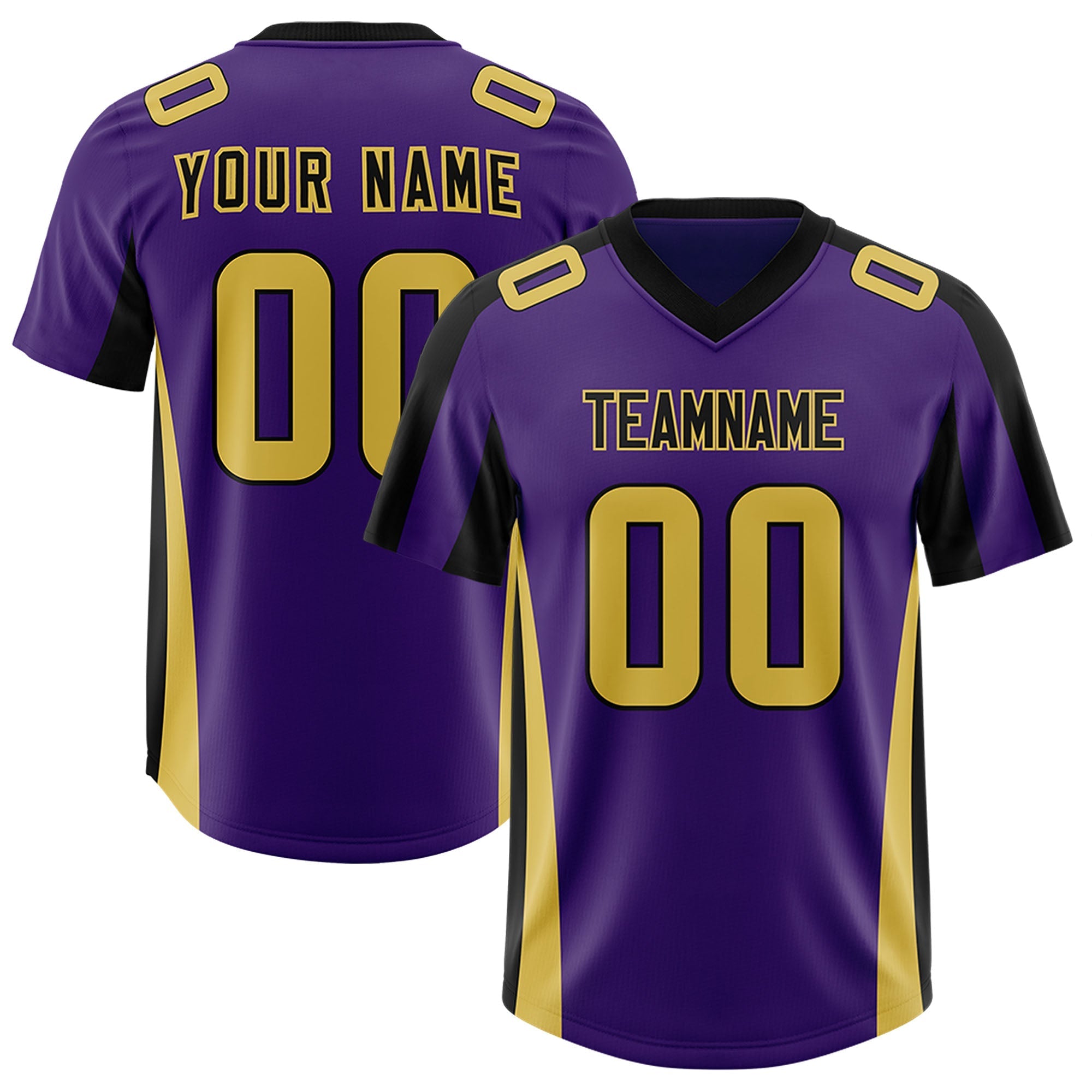 Custom Purple Black Side Stripe Pattern Authentic American Football Jersey