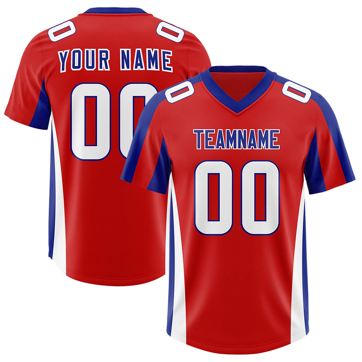 Custom Red Royal Side Stripe Pattern Authentic American Football Jersey