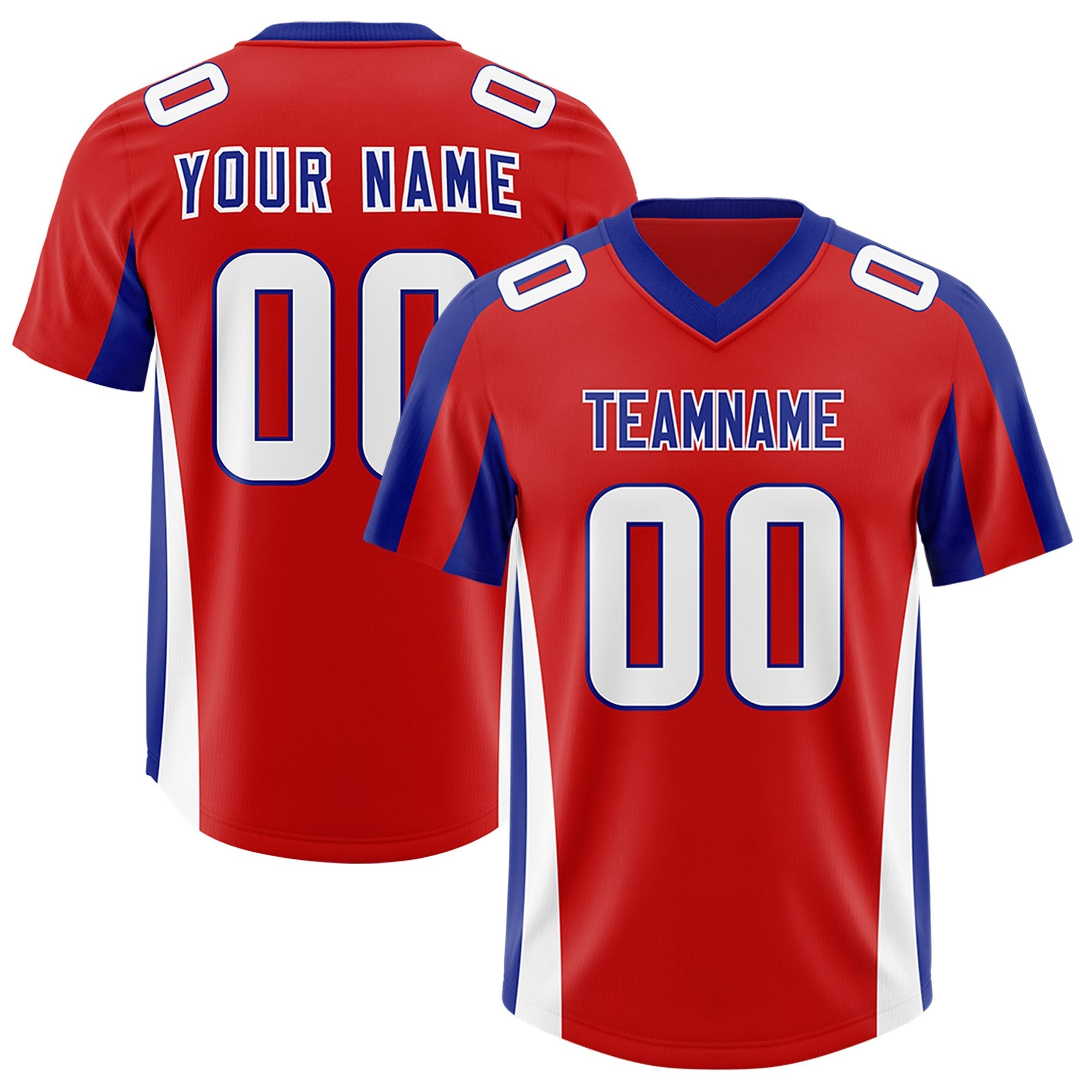 Custom Red Royal Side Stripe Pattern Authentic American Football Jersey