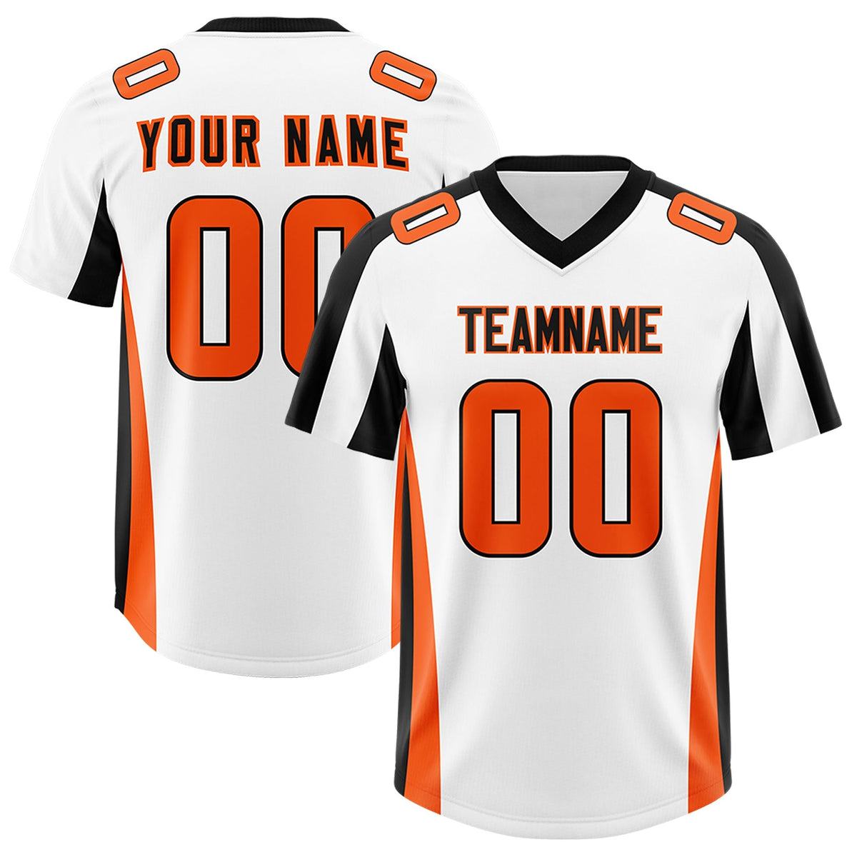 Custom White Black Side Stripe Pattern Authentic American Football Jersey