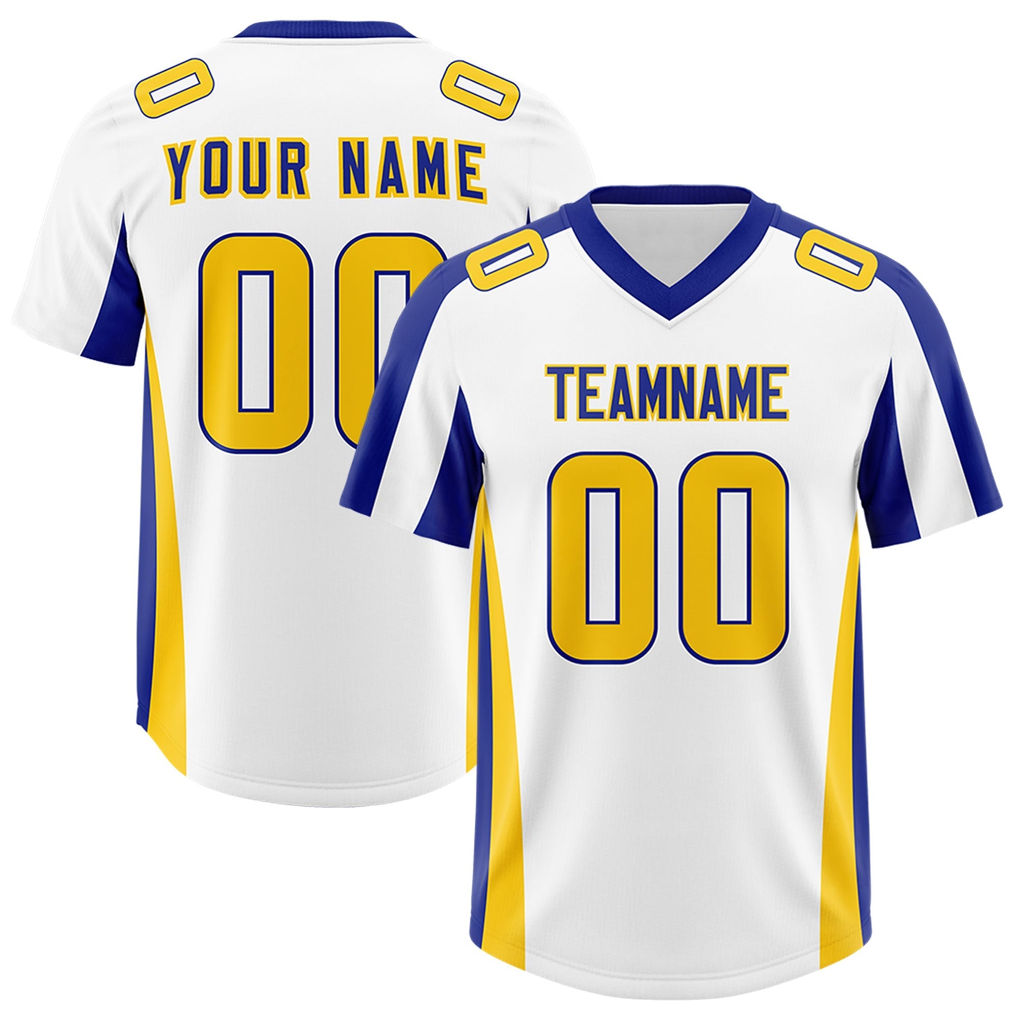 Custom White Royal Side Stripe Pattern Authentic American Football Jersey