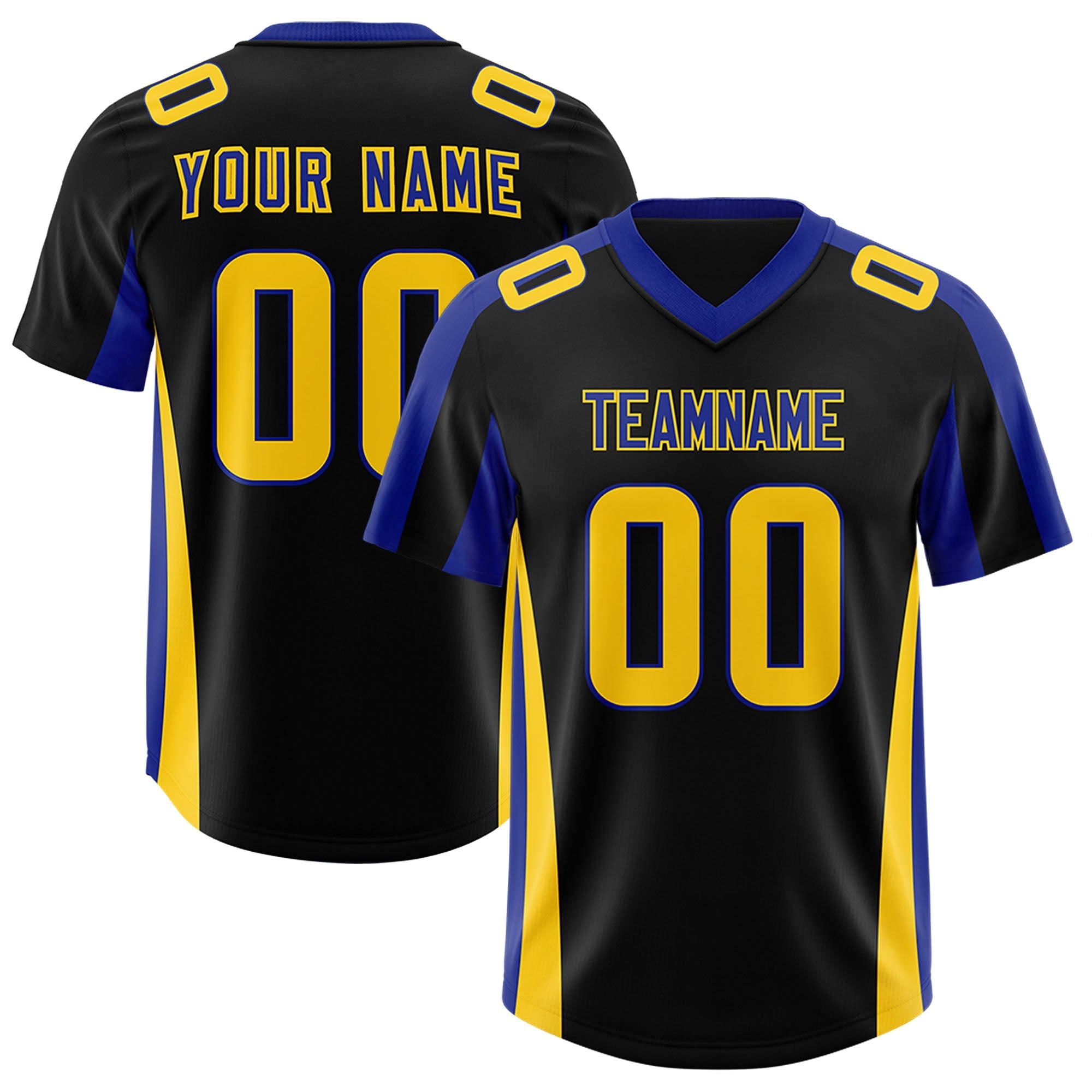 Custom Black Royal Side Stripe Pattern Authentic American Football Jersey
