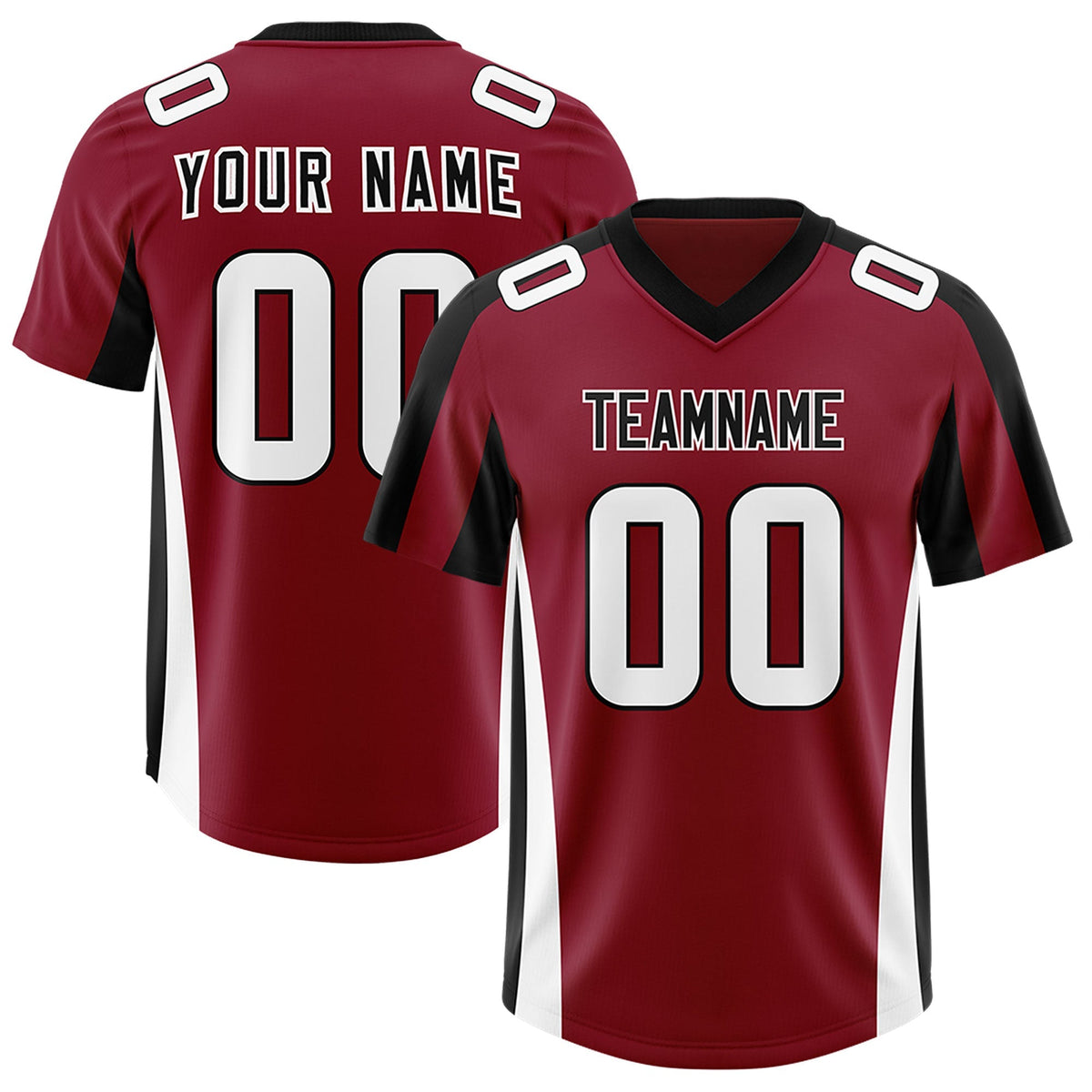 Custom Crimson Black Side Stripe Pattern Authentic American Football Jersey
