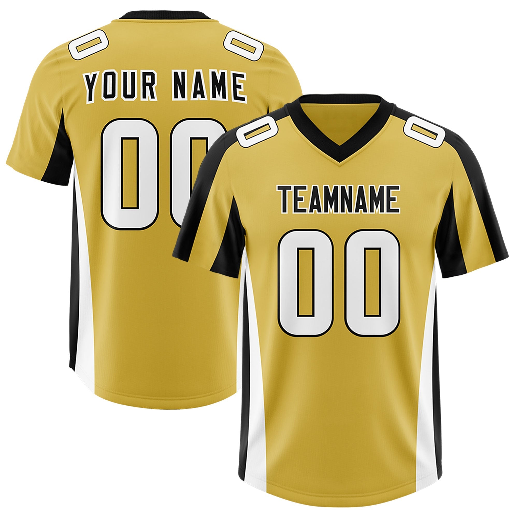 Custom Old Gold Navy Side Stripe Pattern Authentic American Football Jersey