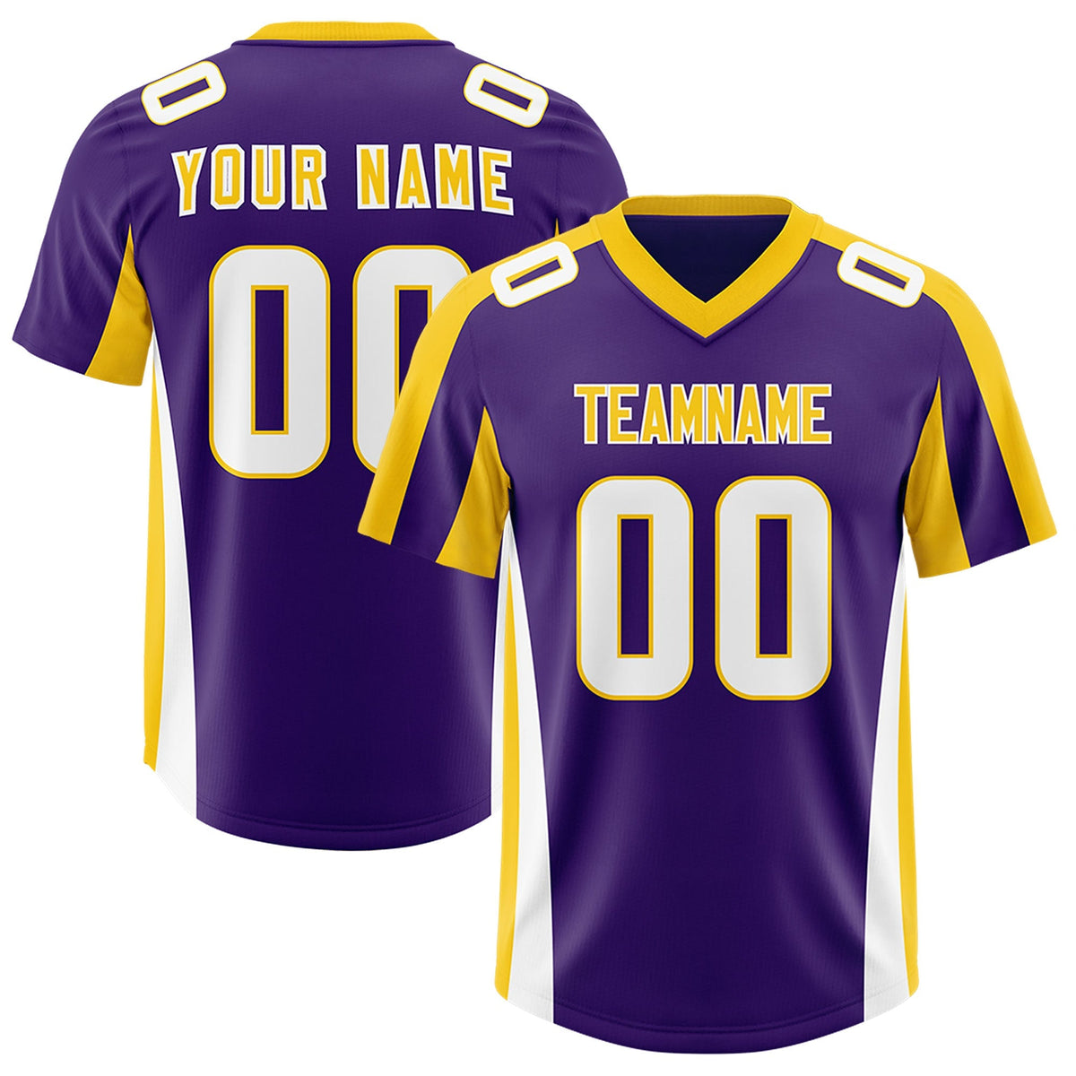 Custom Purple Gold Side Stripe Pattern Authentic American Football Jersey
