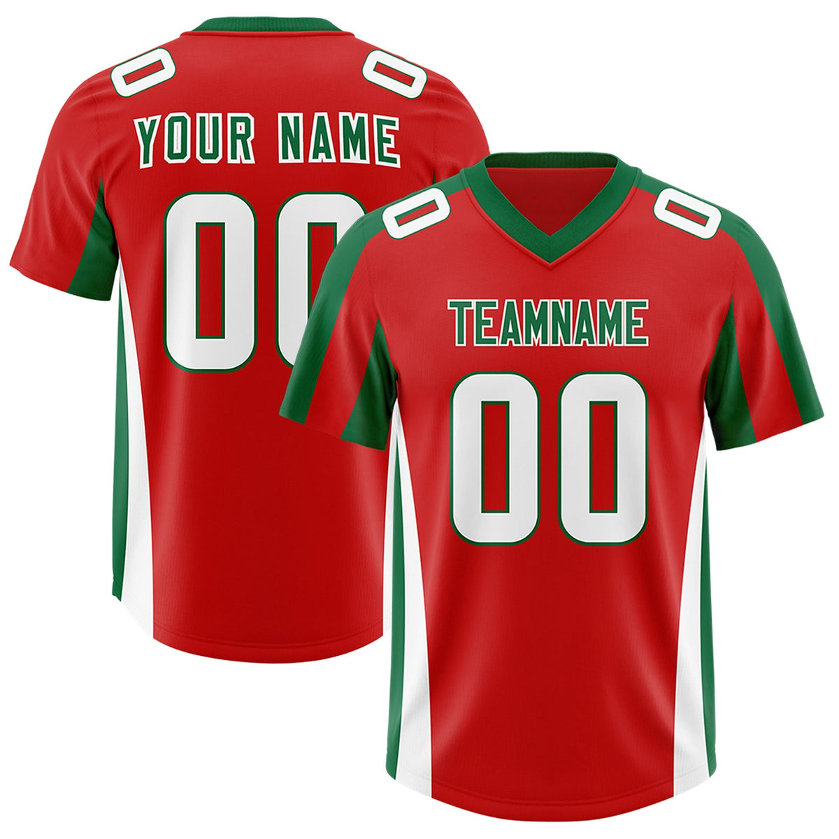 Custom Red Kelly Green Side Stripe Pattern Authentic American Football Jersey