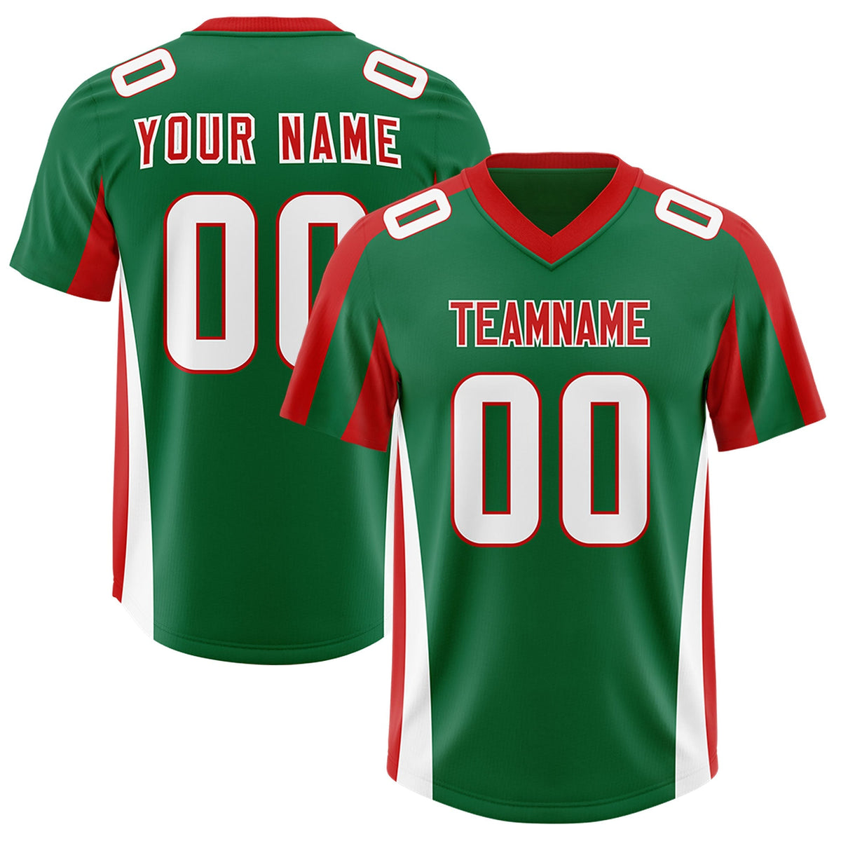 Custom Kelly Green Red Side Stripe Pattern Authentic American Football Jersey