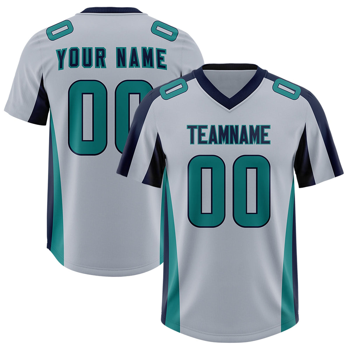 Custom Silver Navy Side Stripe Pattern Authentic American Football Jersey