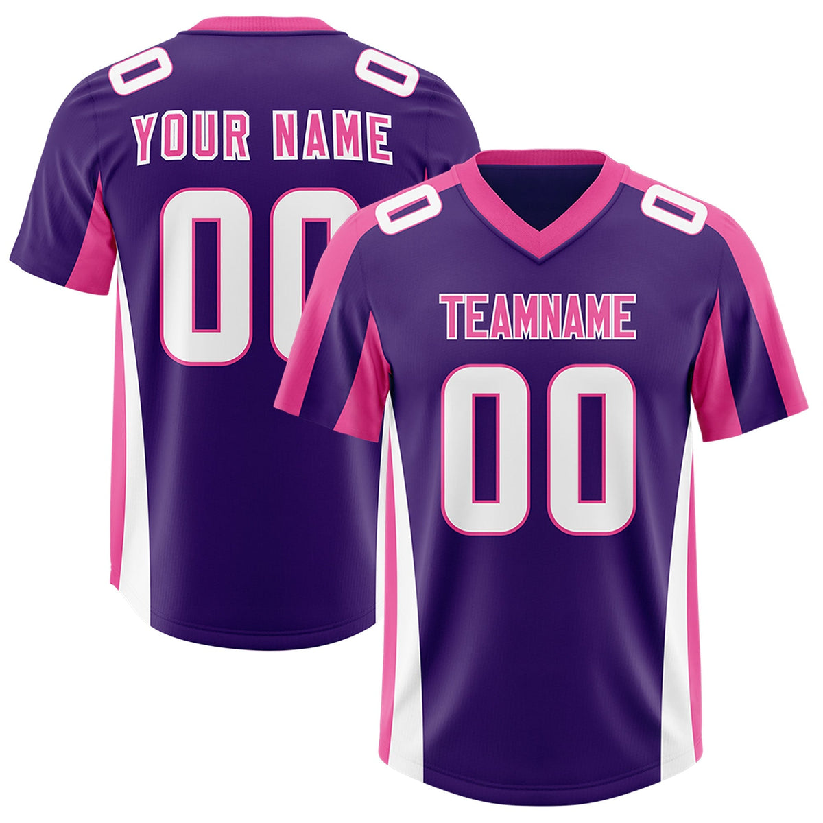 Custom Purple Pink Side Stripe Pattern Authentic American Football Jersey