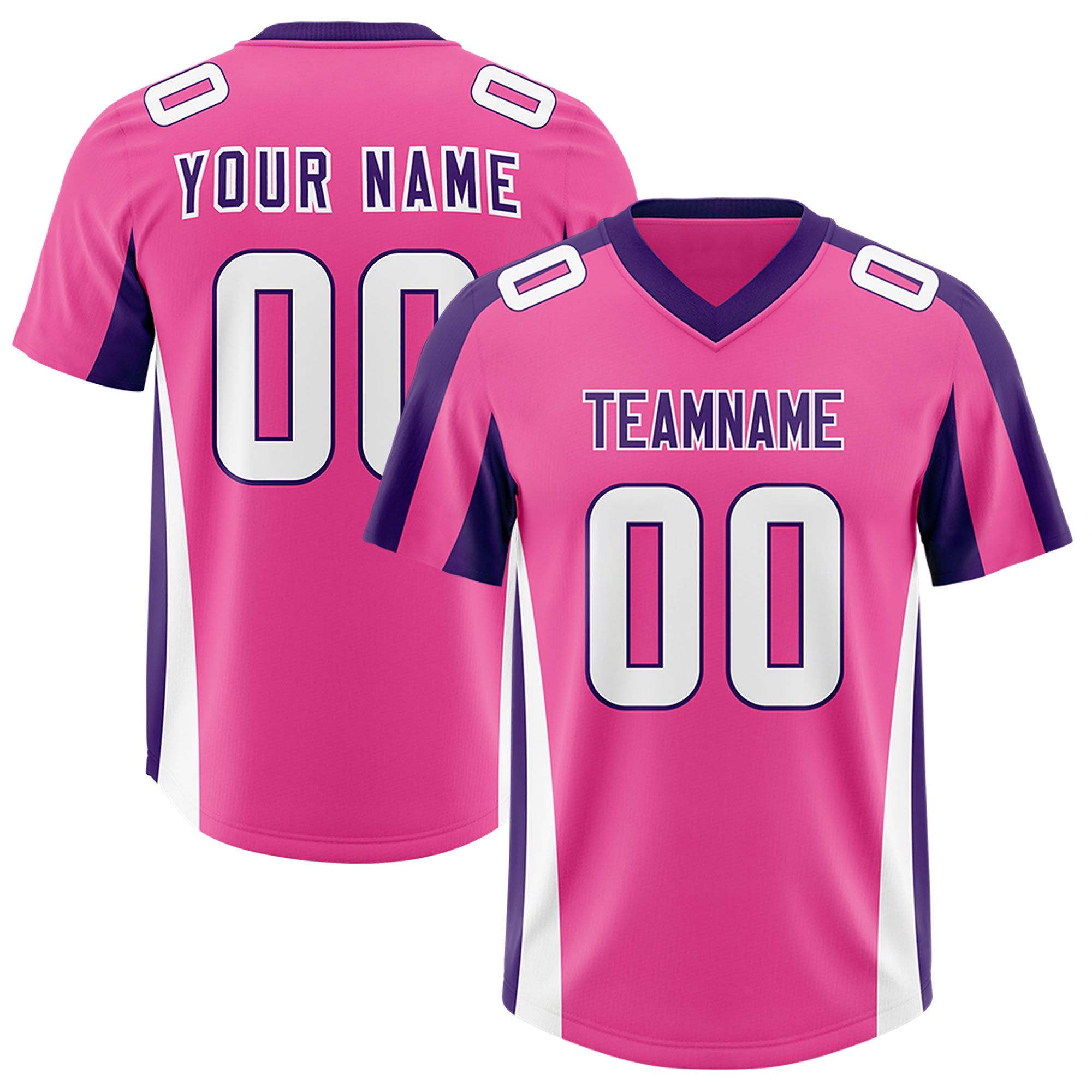 Custom Pink Purple Side Stripe Pattern Authentic American Football Jersey