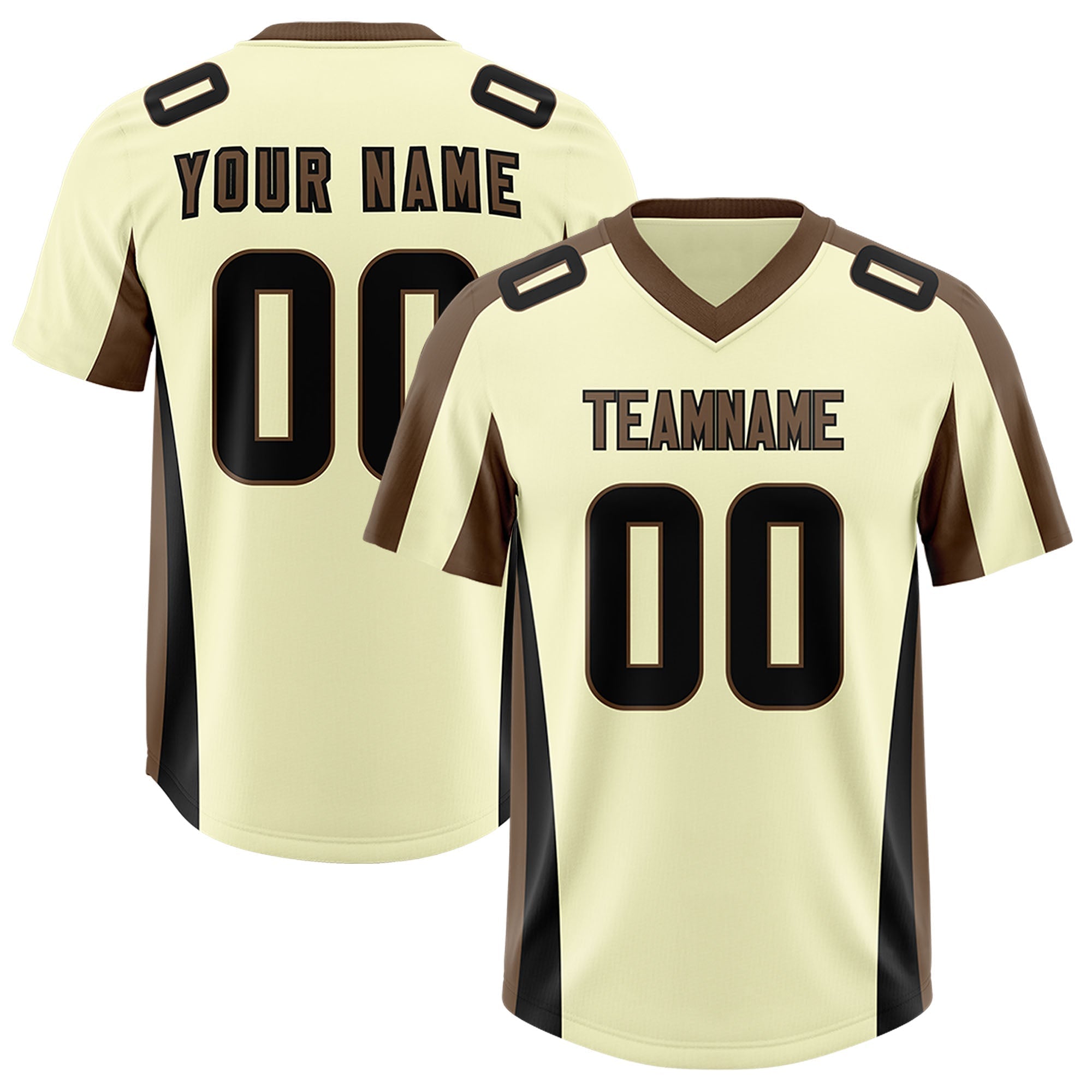 Custom Cream Light Brown Side Stripe Pattern Authentic American Football Jersey