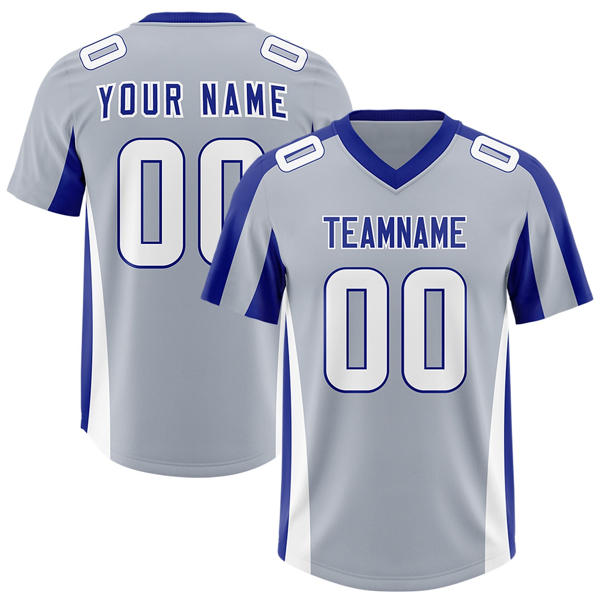 Custom Silver Royal Side Stripe Pattern Authentic American Football Jersey