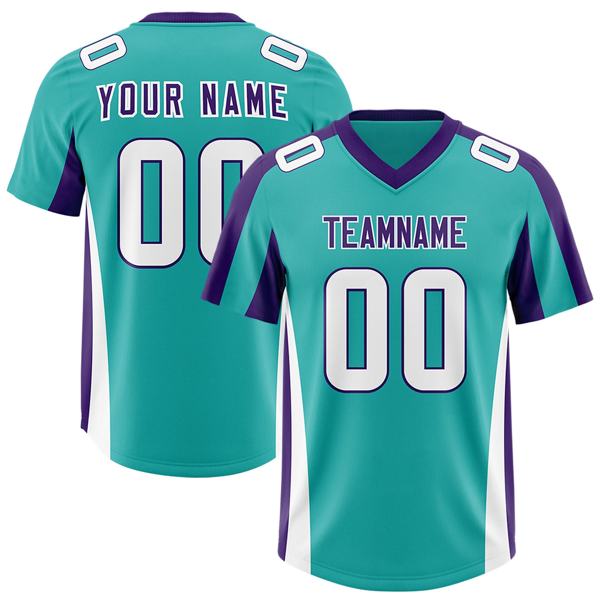 Custom Aqua Purple Side Stripe Pattern Authentic American Football Jersey
