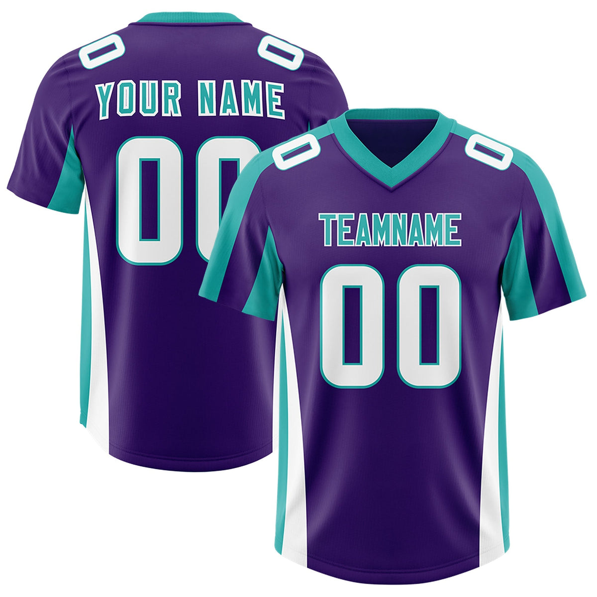 Custom Purple Aqua Side Stripe Pattern Authentic American Football Jersey