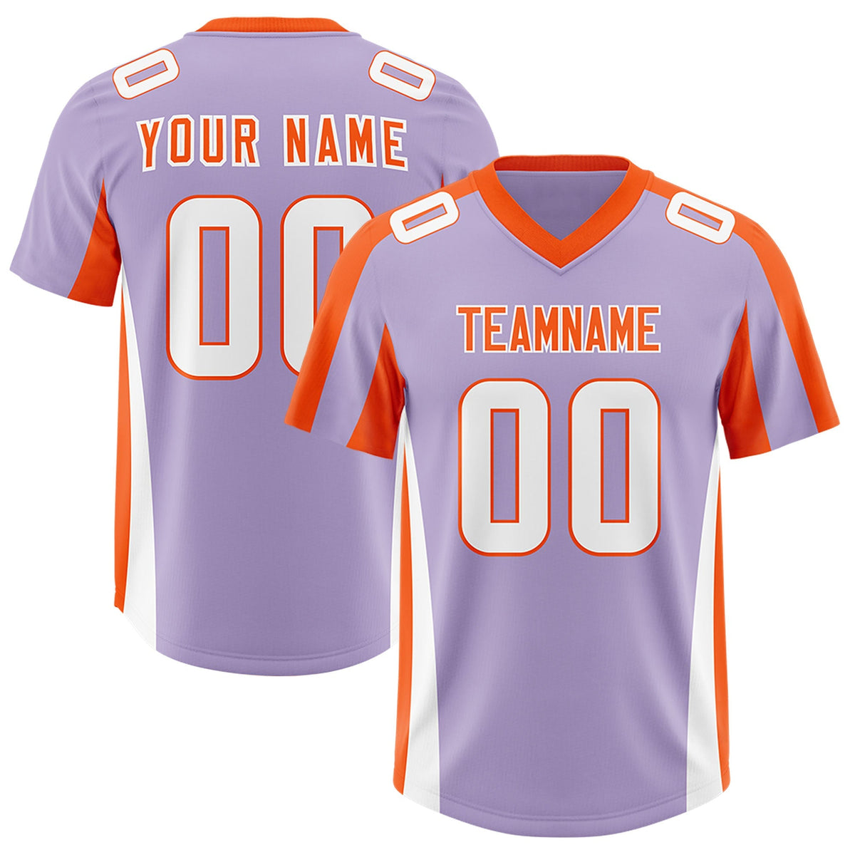 Custom Light Purple Orange Side Stripe Pattern Authentic American Football Jersey
