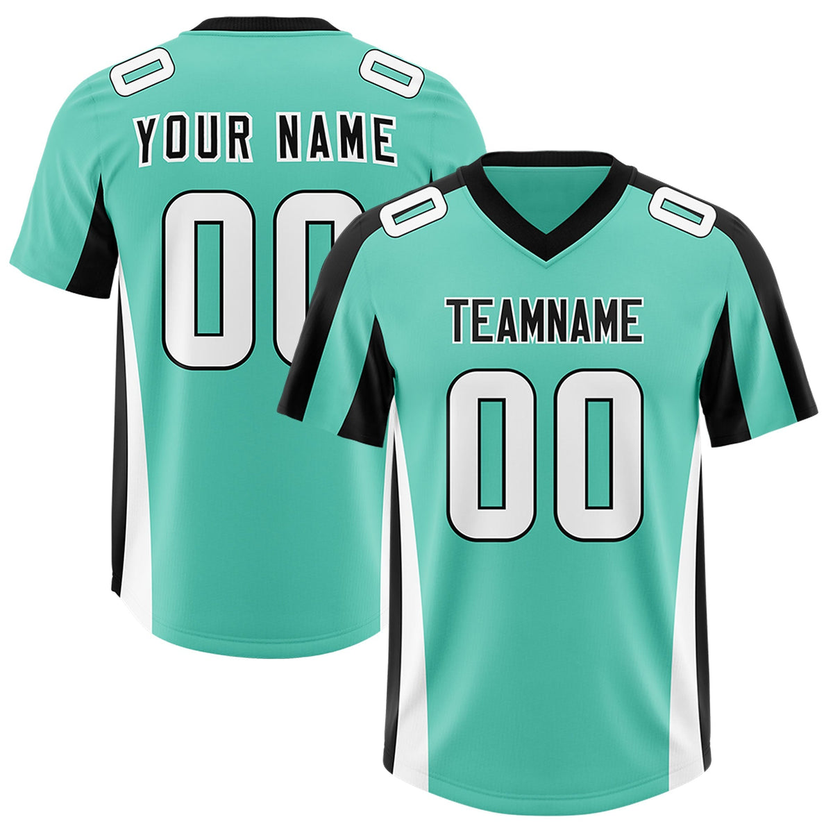Custom Bright Green Black Side Stripe Pattern Authentic American Football Jersey